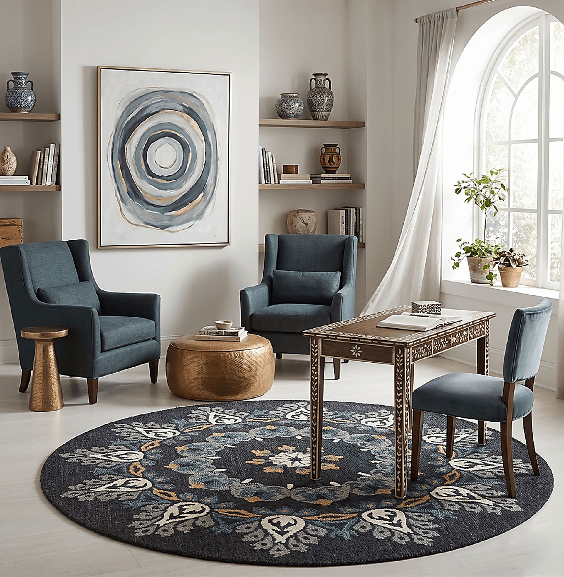 Makda Black 6' Round Rug - Image 8