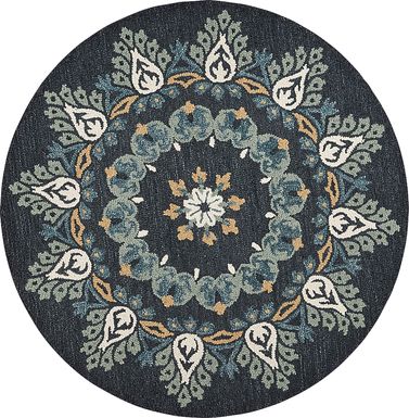 Makda Black 6' Round Rug