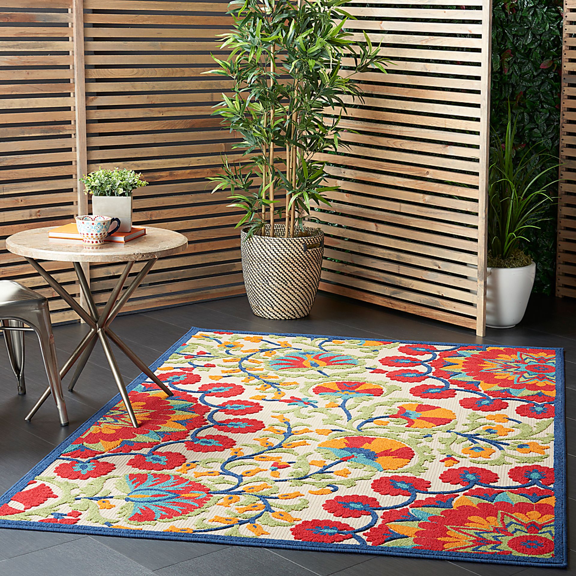 Makisha Red 5' x 8' Indoor/Outdoor Rug - Image 11