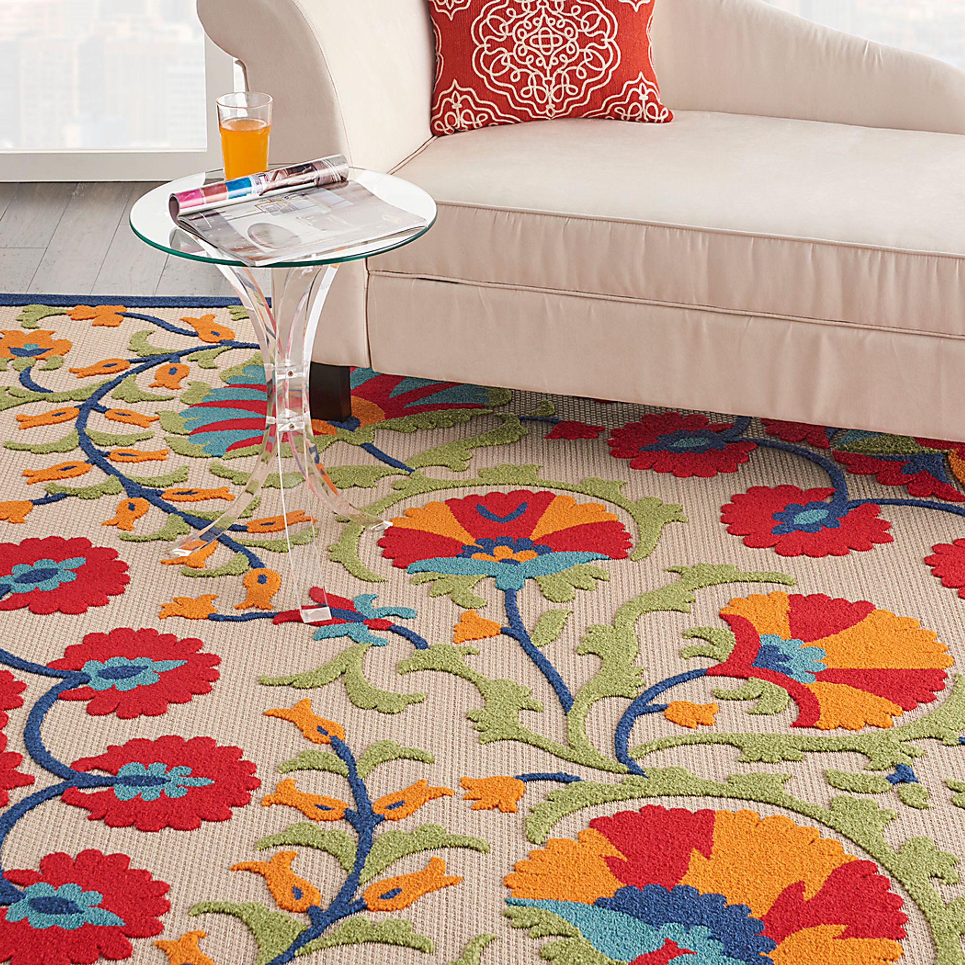 Makisha Red 5' x 8' Indoor/Outdoor Rug - Image 7