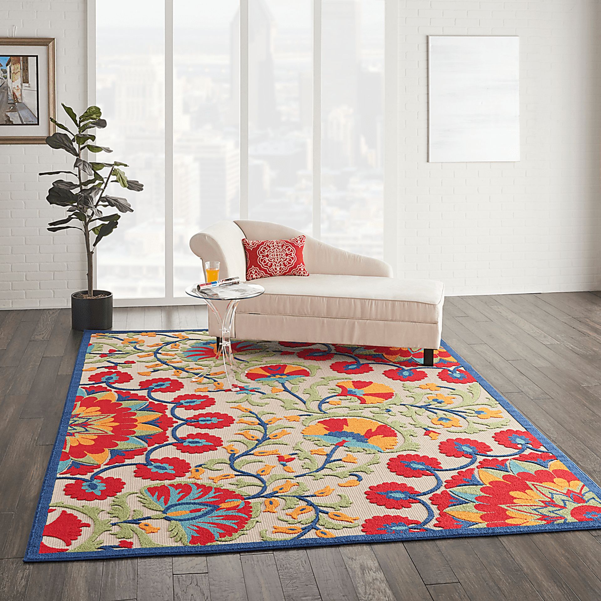 Makisha Red 5' x 8' Indoor/Outdoor Rug - Image 8