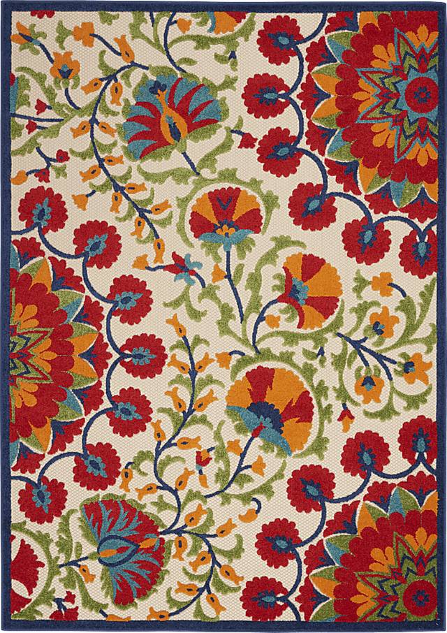 Makisha Red 5' x 8' Indoor/Outdoor Rug - Thumbnail - Image 1