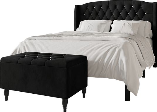 Malachi Black King Bed with Storage