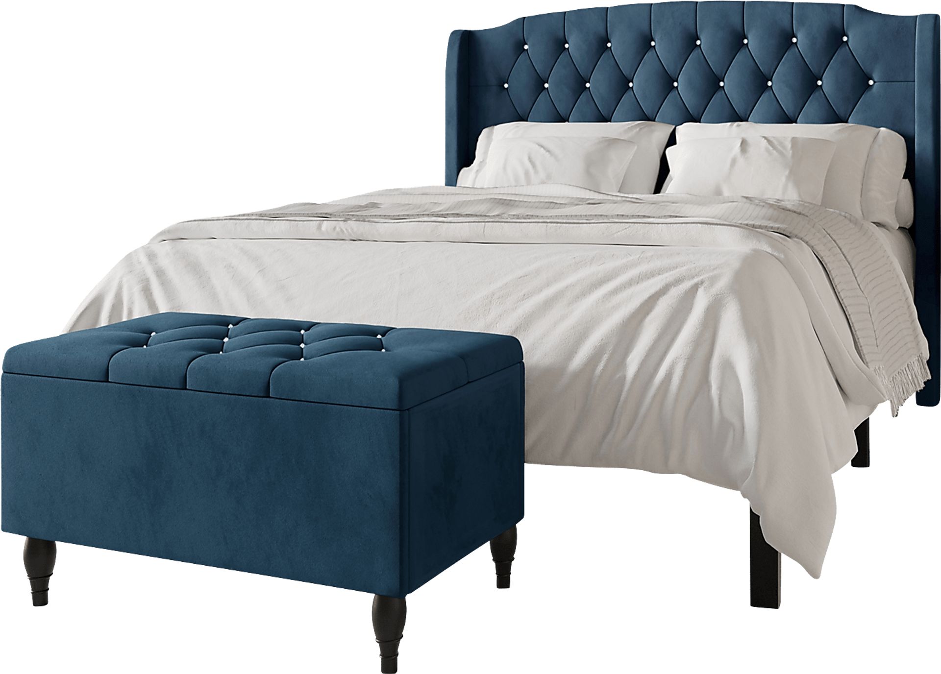 Malachi Blue Queen Bed with Storage - Image 1