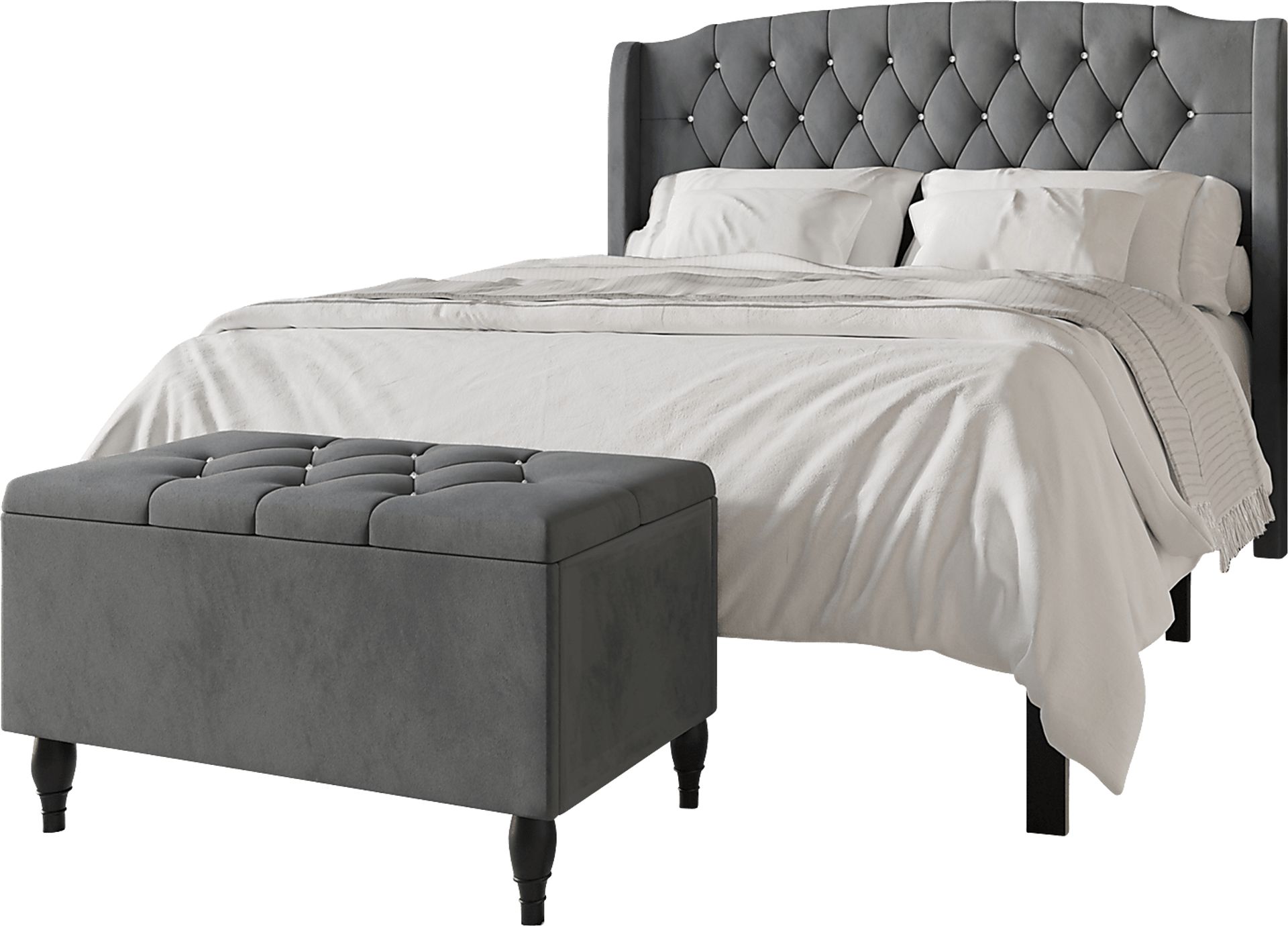 Malachi Gray King Bed with Storage - Image 1