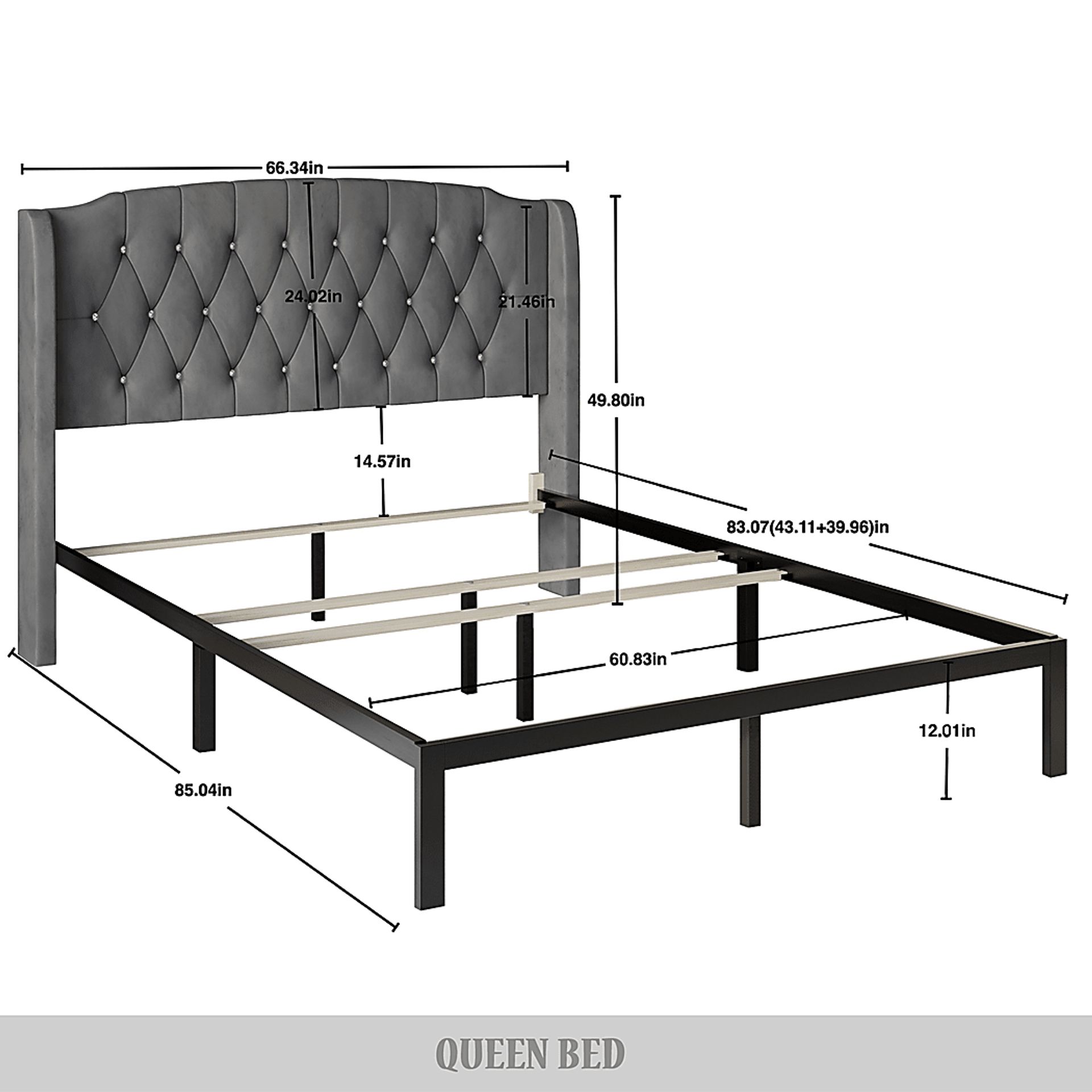 Malachi Gray Polyester Fabric Queen Bedh Storage | Rooms to Go