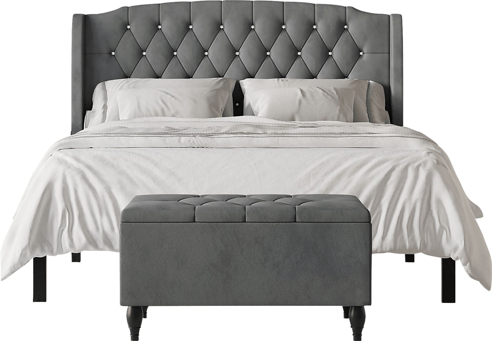 Malachi Gray Polyester Fabric Queen Bedh Storage | Rooms to Go