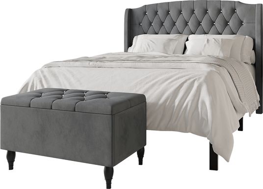 Malachi Gray Twin Bed with Storage