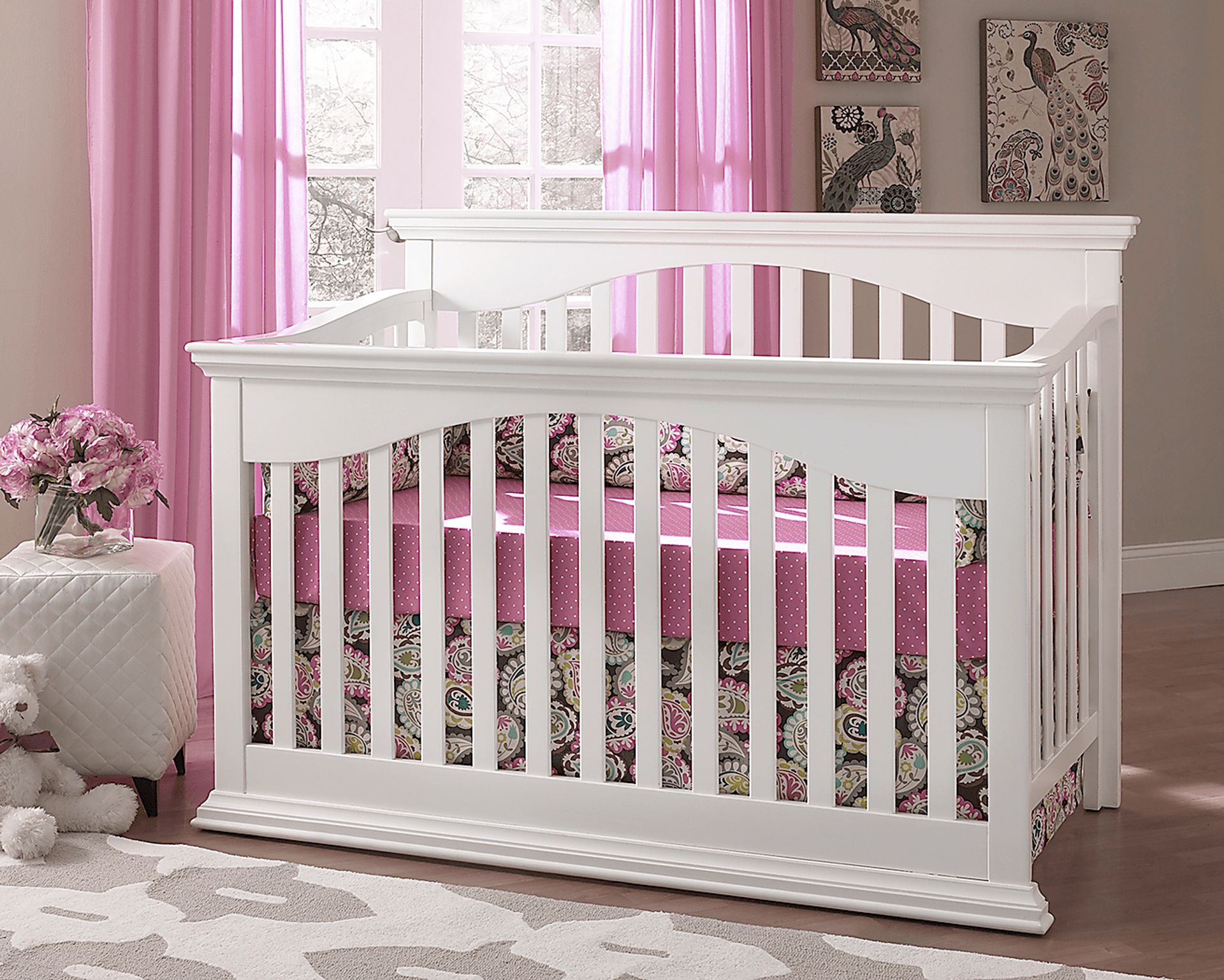 Malachi White Convertible Crib with Toddler Rail - Image 1