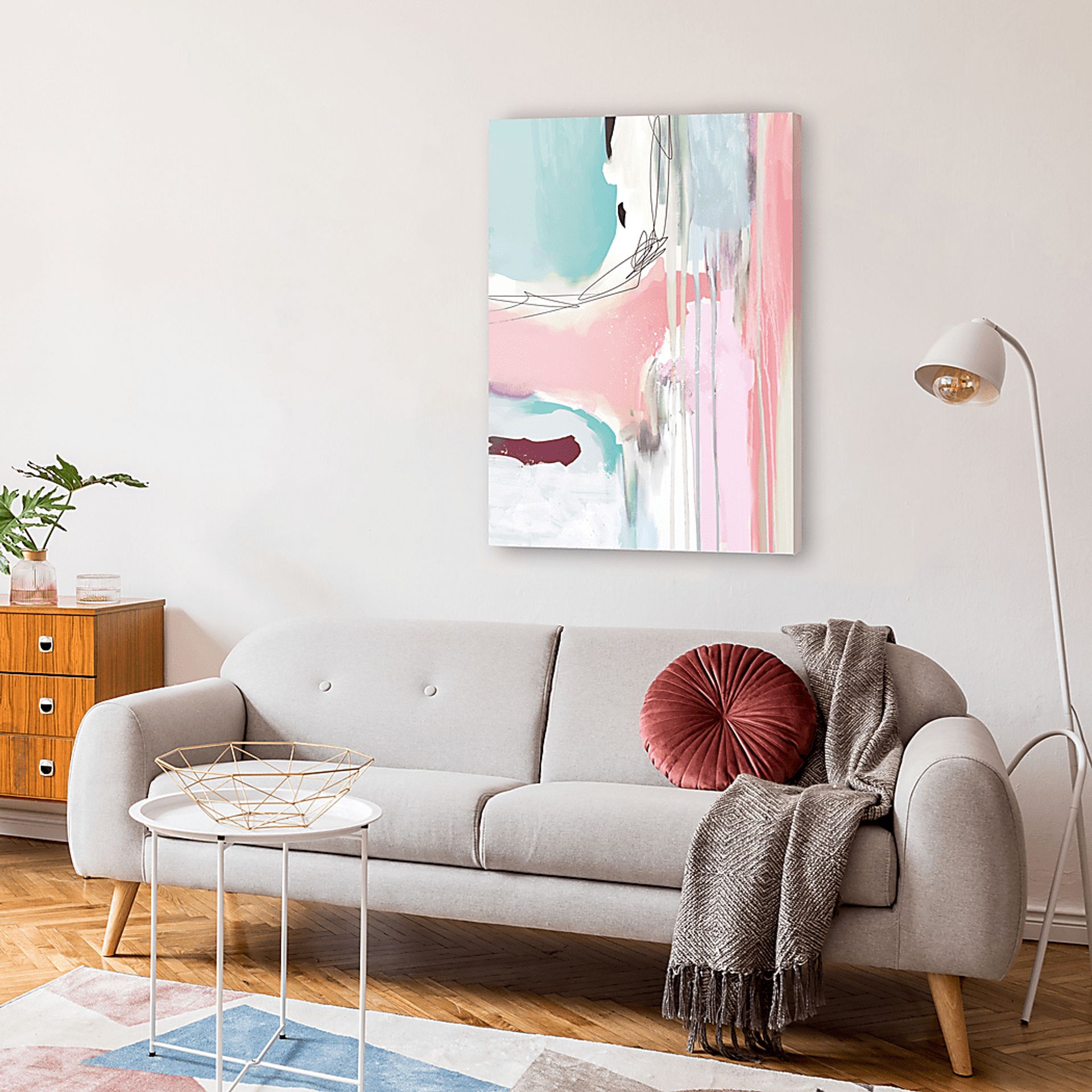 Malaira Pink Canvas Wall Art - Image 2