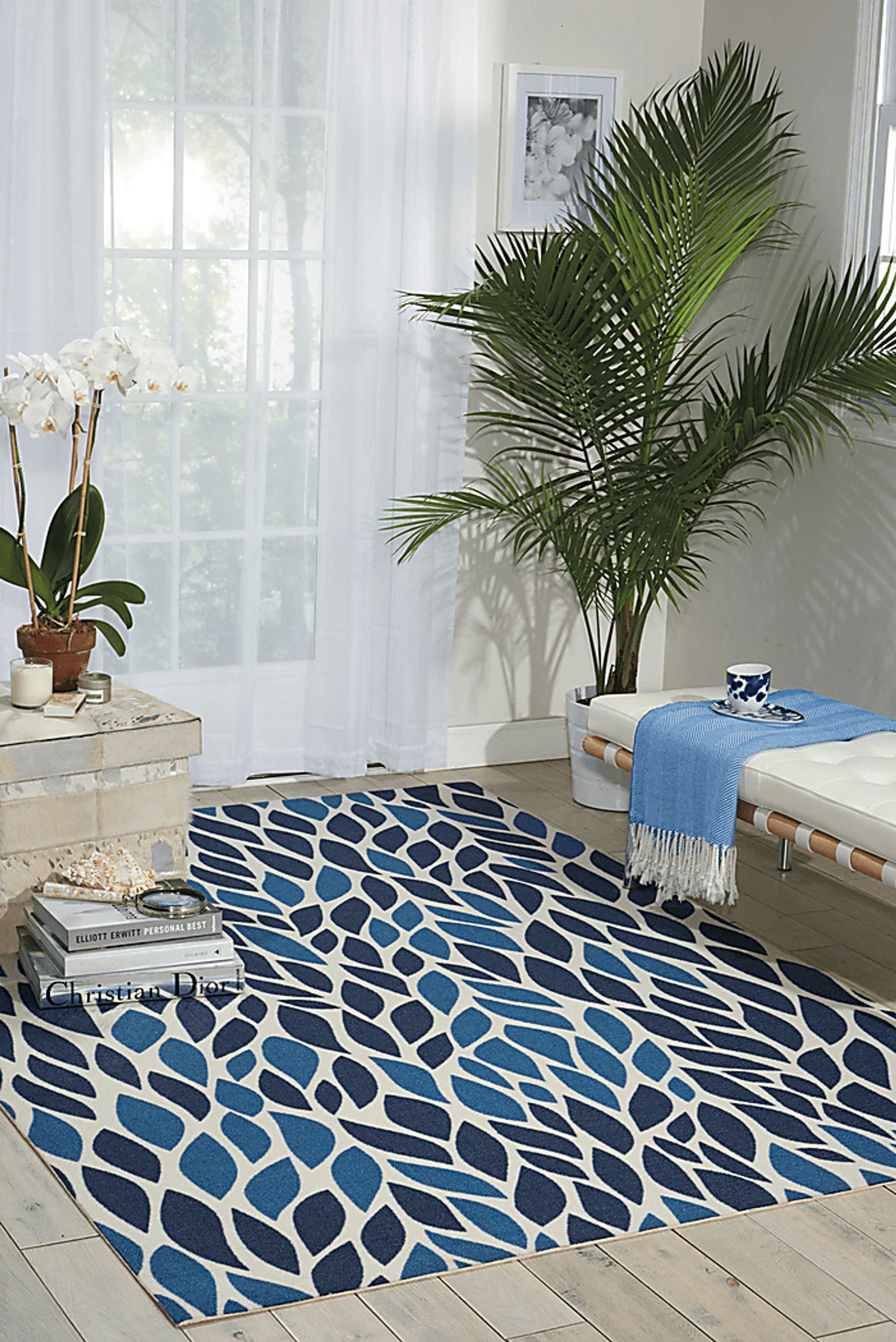 Malika Blue 8' x 11' Indoor/Outdoor Rug - Image 4