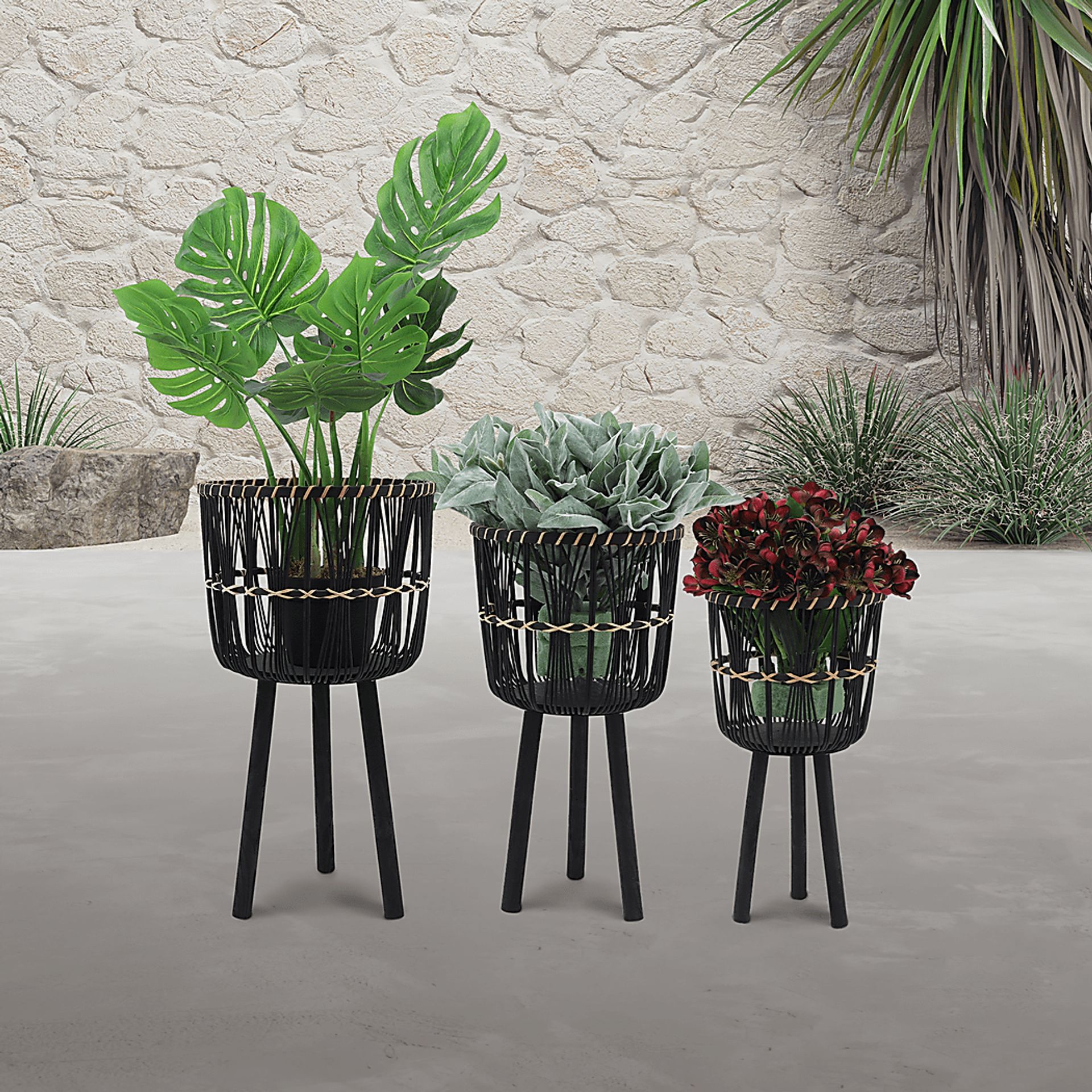 Mallaga Black Planter, Set of 3 - Image 2