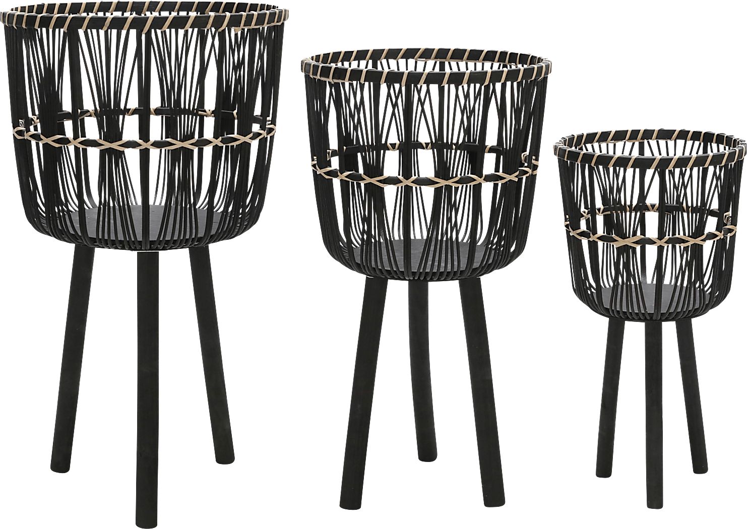 Mallaga Black Planter, Set of 3