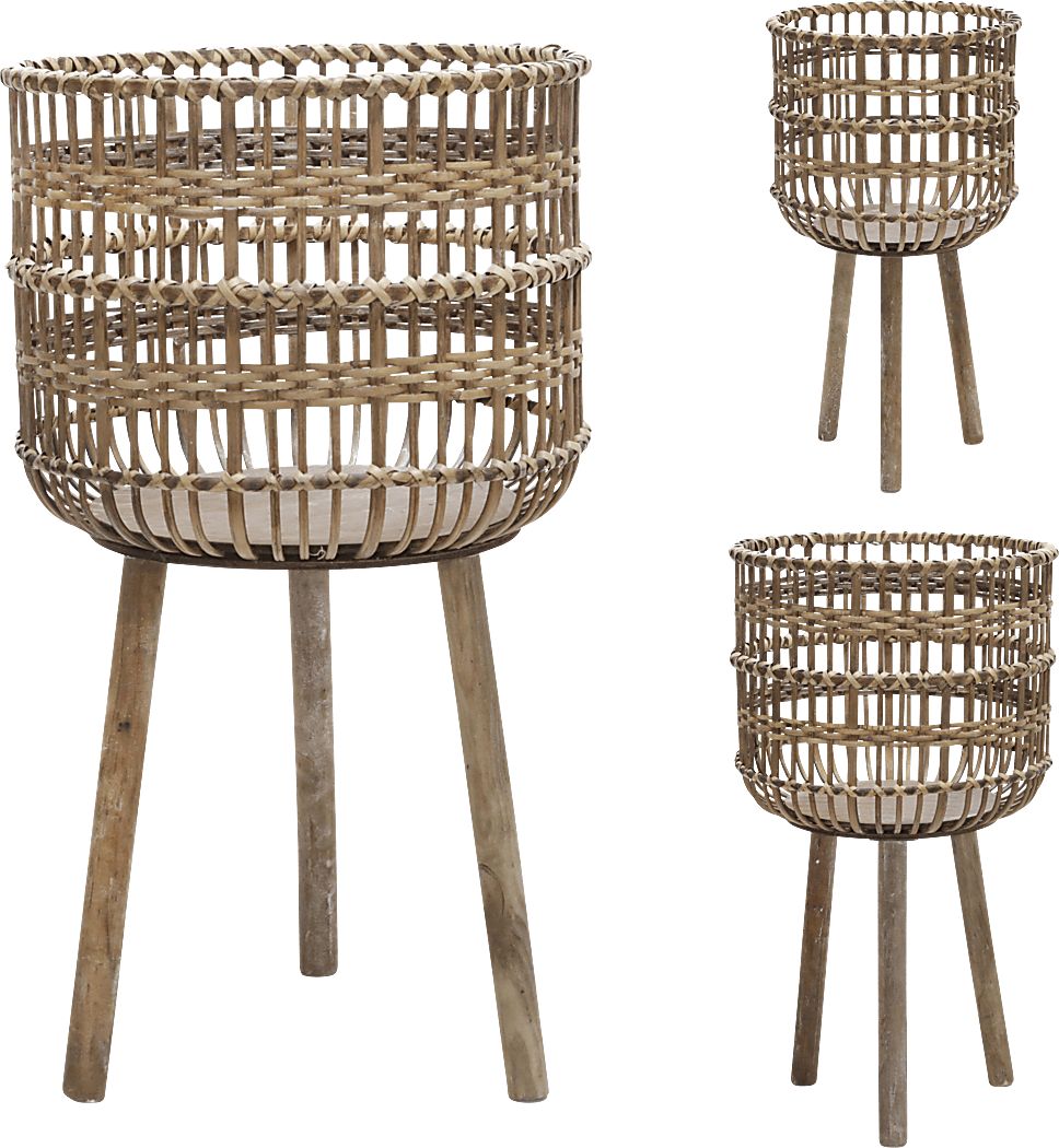 Mallaga Brown Planter, Set of 3