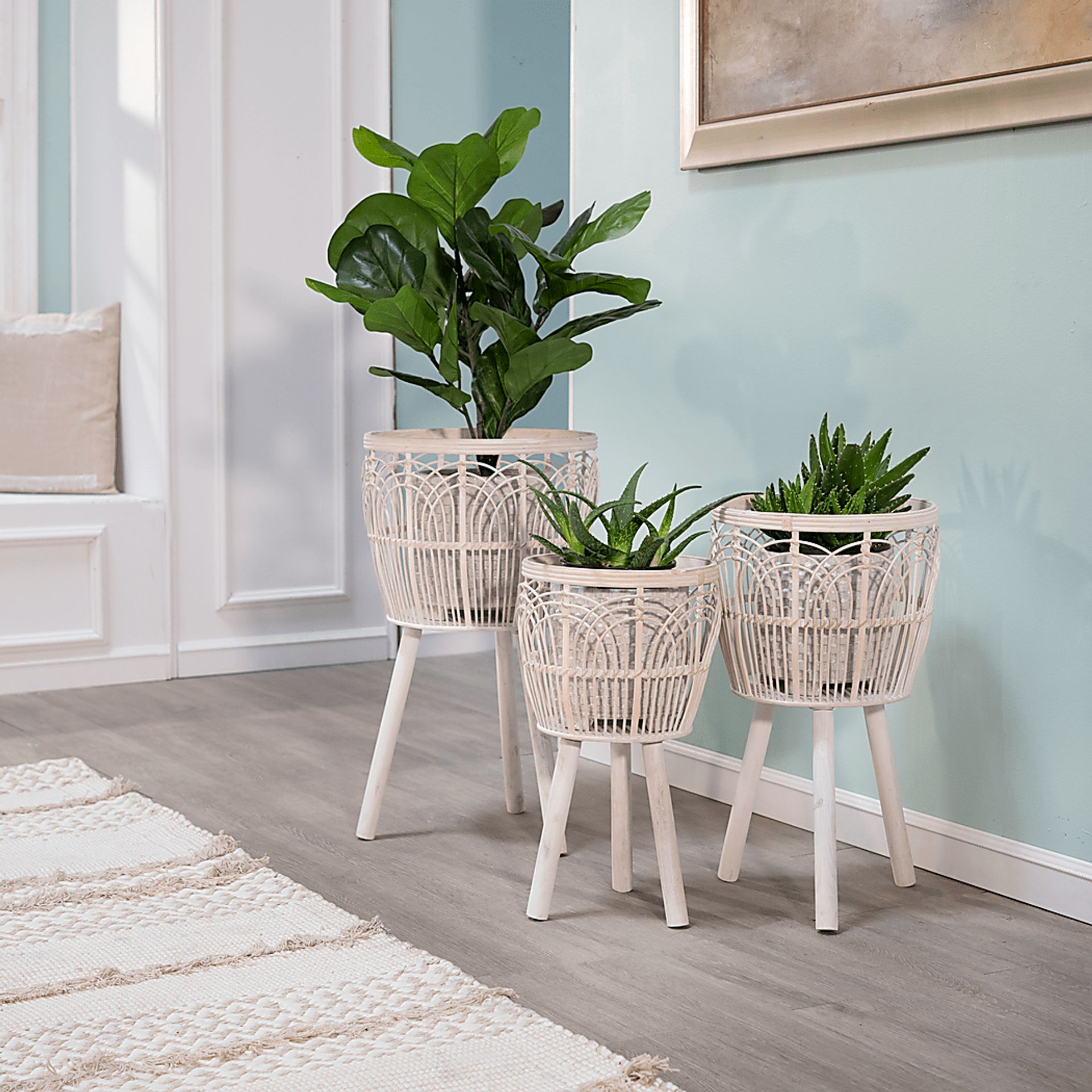 Mallaga White Planter, Set of 3 - Image 9