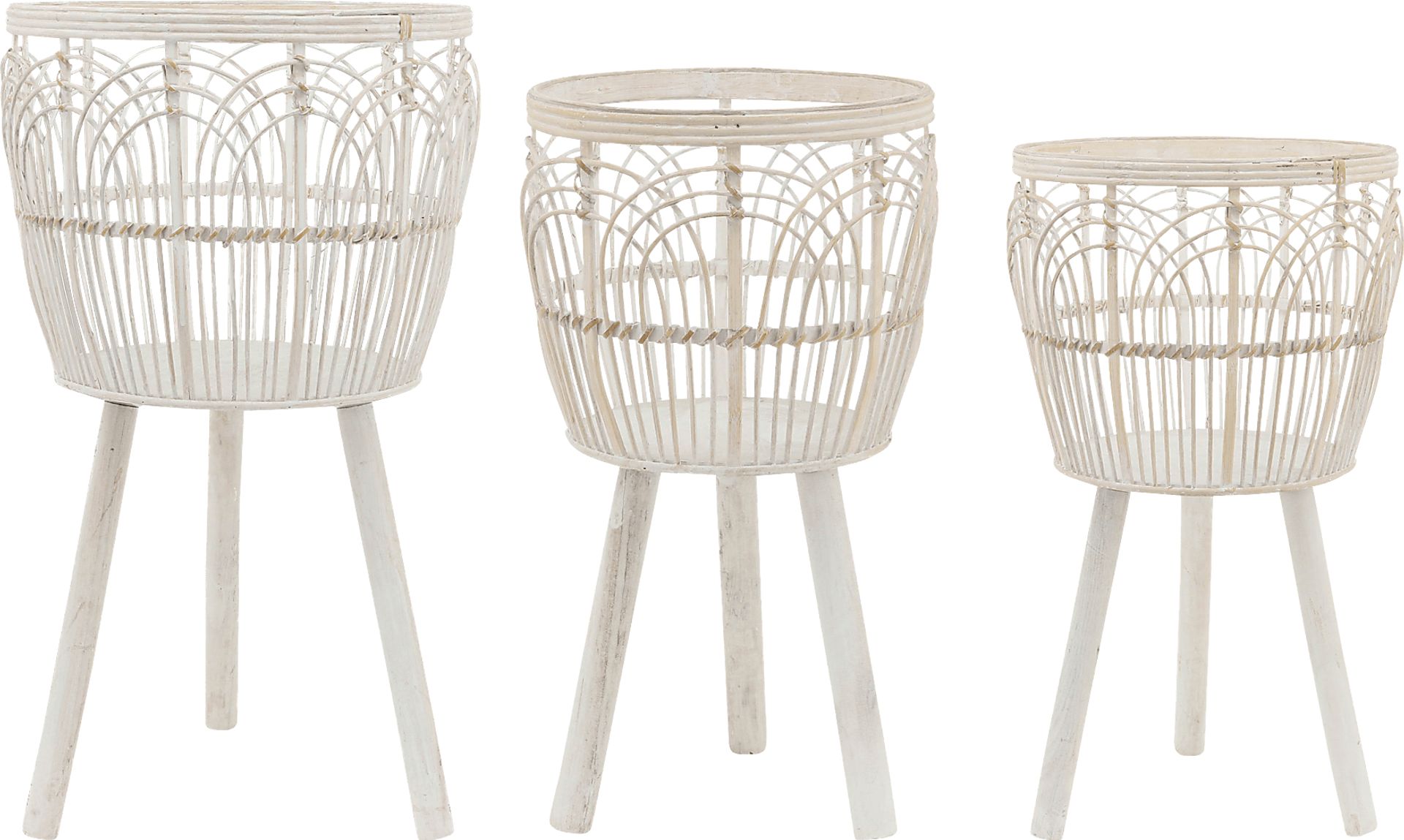 Mallaga White Planter, Set of 3 - Image 1