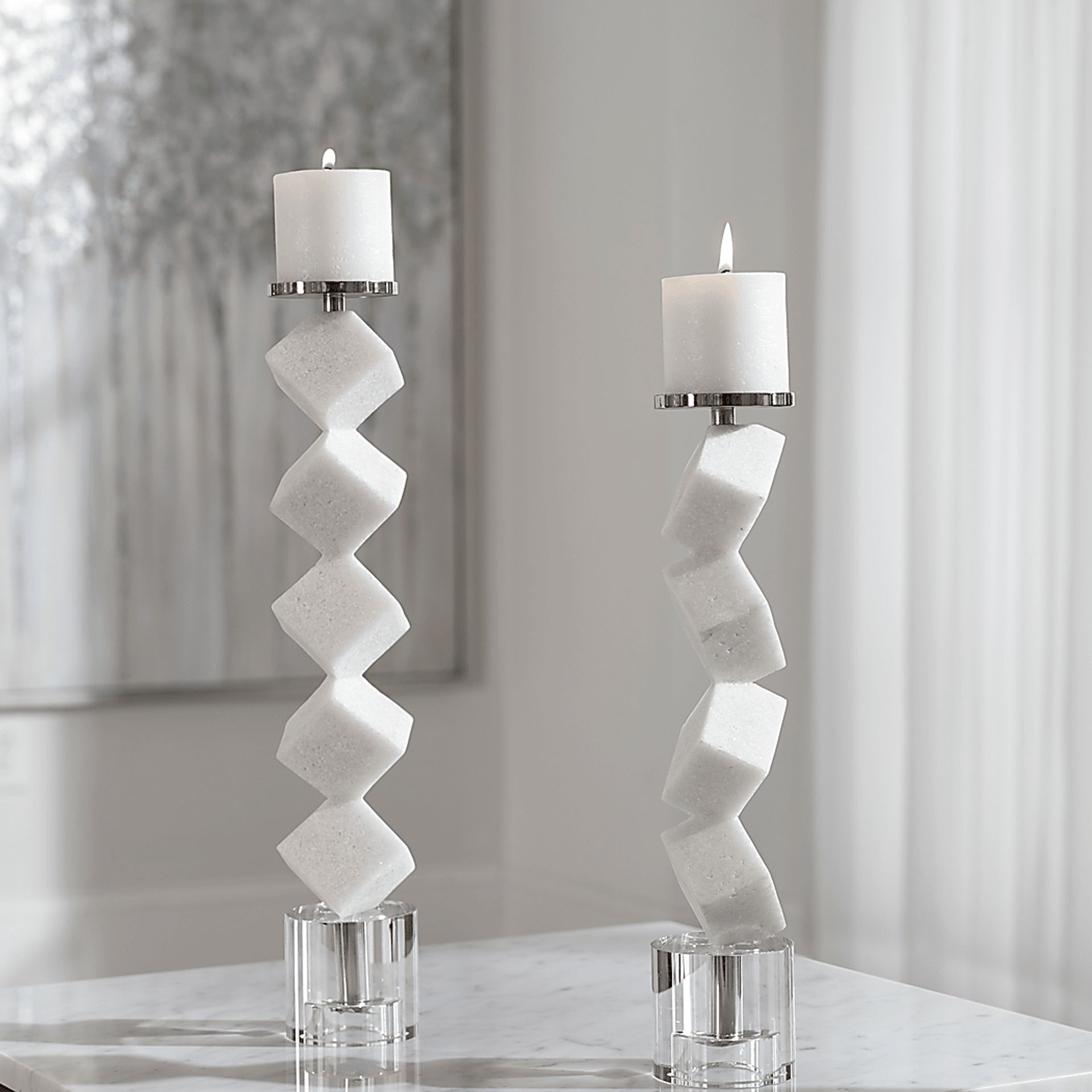 Mallden White Candle Holder, Set of 2 - Image 2