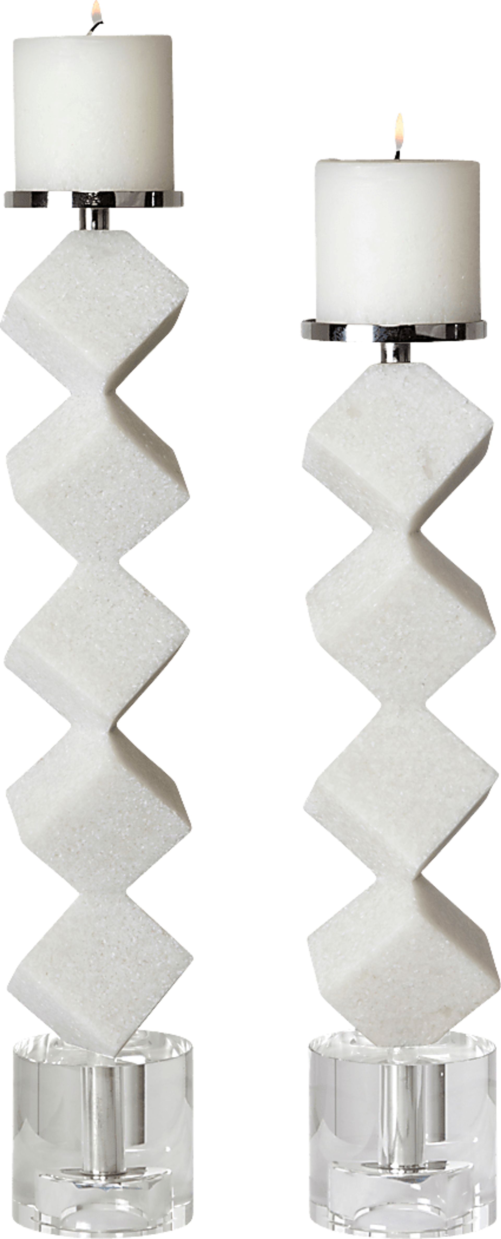 Mallden White Candle Holder, Set of 2 - Image 3