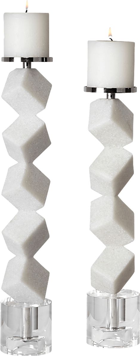 Mallden White Candle Holder, Set of 2