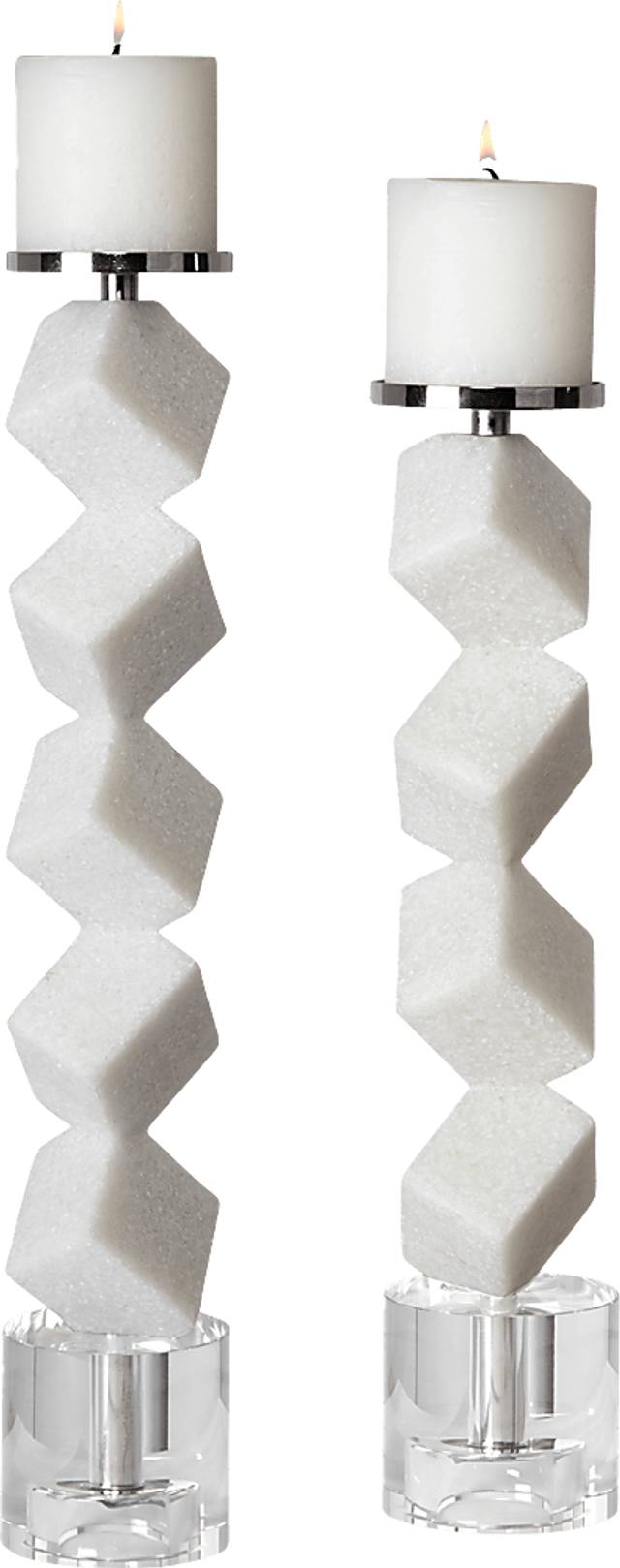 Mallden White Candle Holder, Set of 2 - Thumbnail - Image 1
