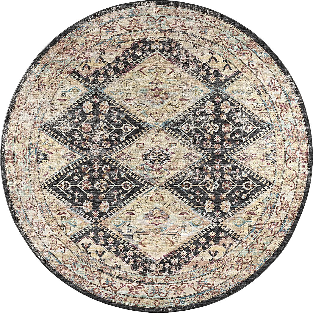 Malloroso Midnight/Multi 8' Round Rug