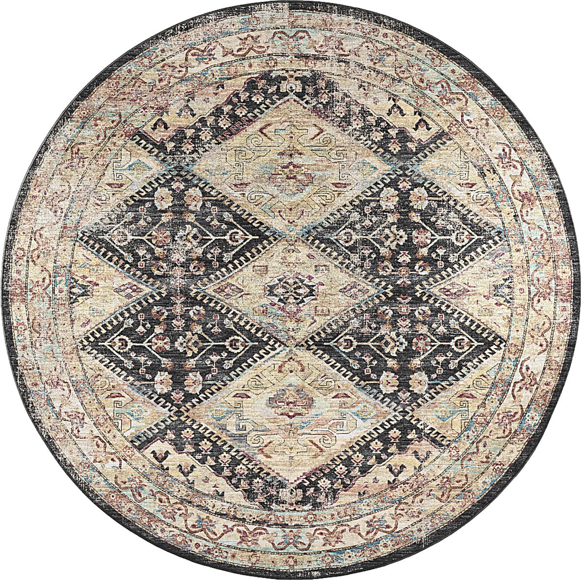Malloroso Midnight/Multi 8' Round Rug