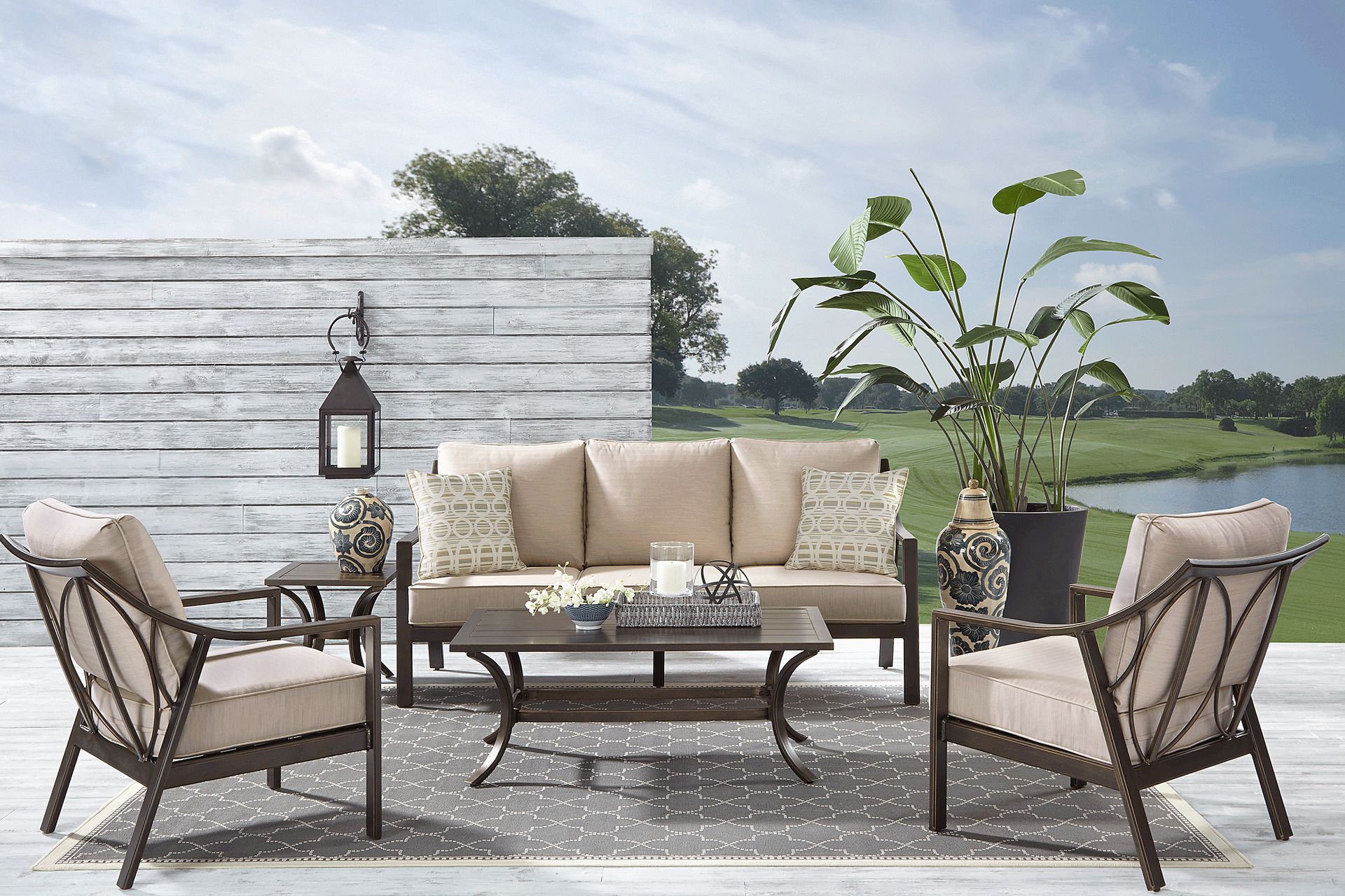 Manchester Hill Antique Bronze 4 Pc Outdoor Seating Set - Image 1