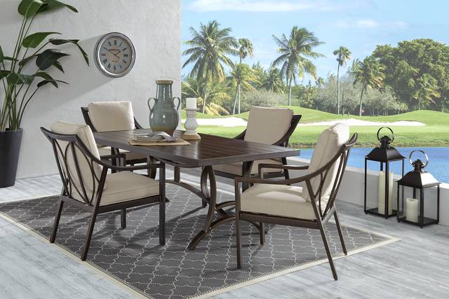 Manchester Hill Antique Bronze 79 in. Rectangle Outdoor Dining Table - Thumbnail - Image 2