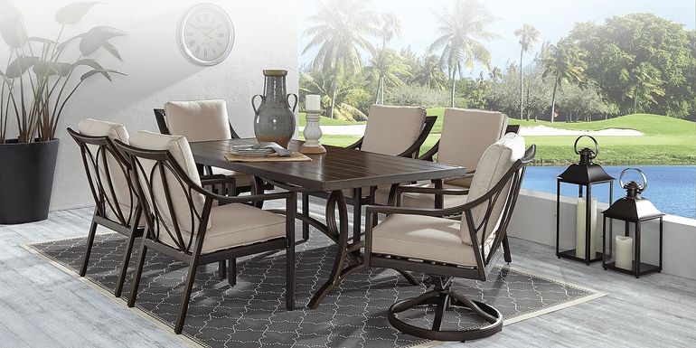 Manchester Hill Antique Bronze 7 Pc Rectangle Outdoor Dining Set