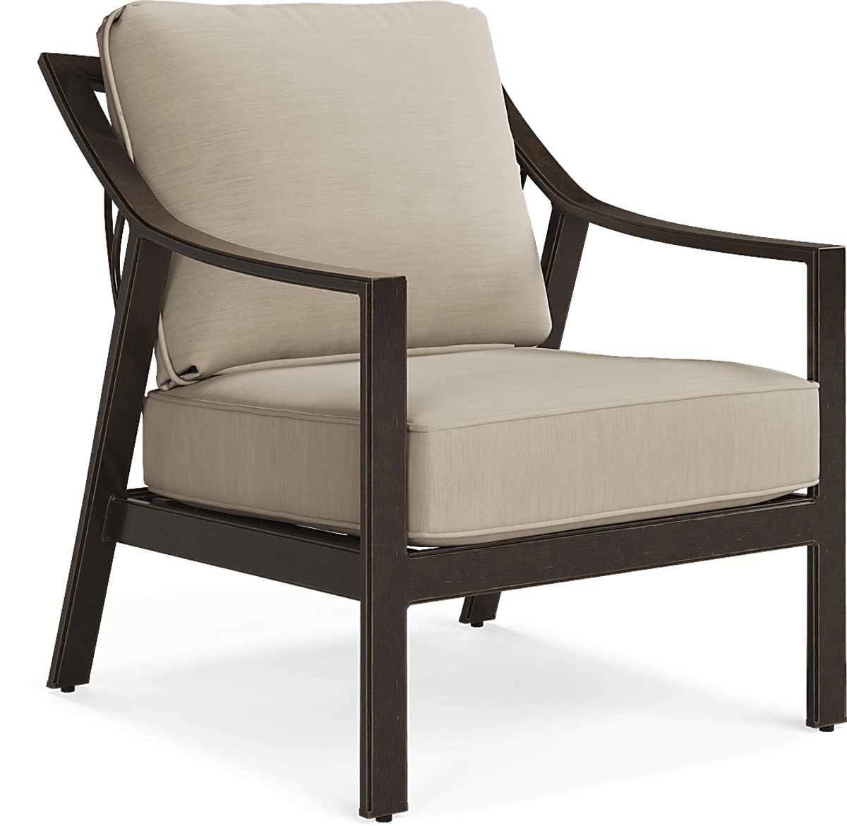 Manchester Hill Bronze Metal Linen Beige Aluminum Outdoor Chair Rooms