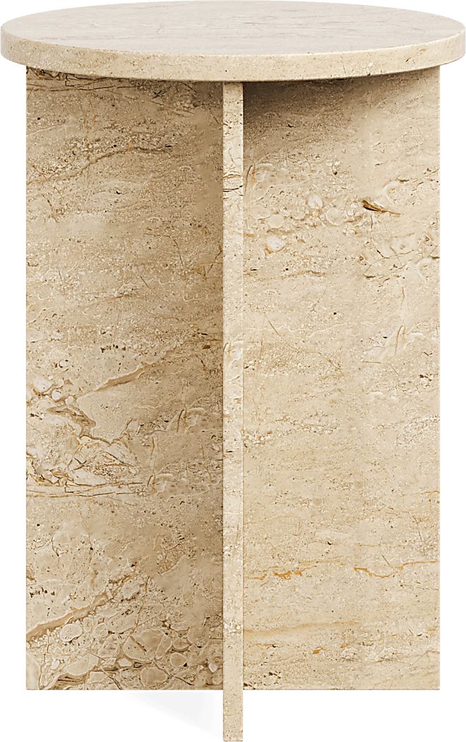 Mandine Beige Marble Accent Table