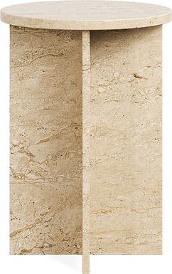 Mandine Beige Marble Accent Table