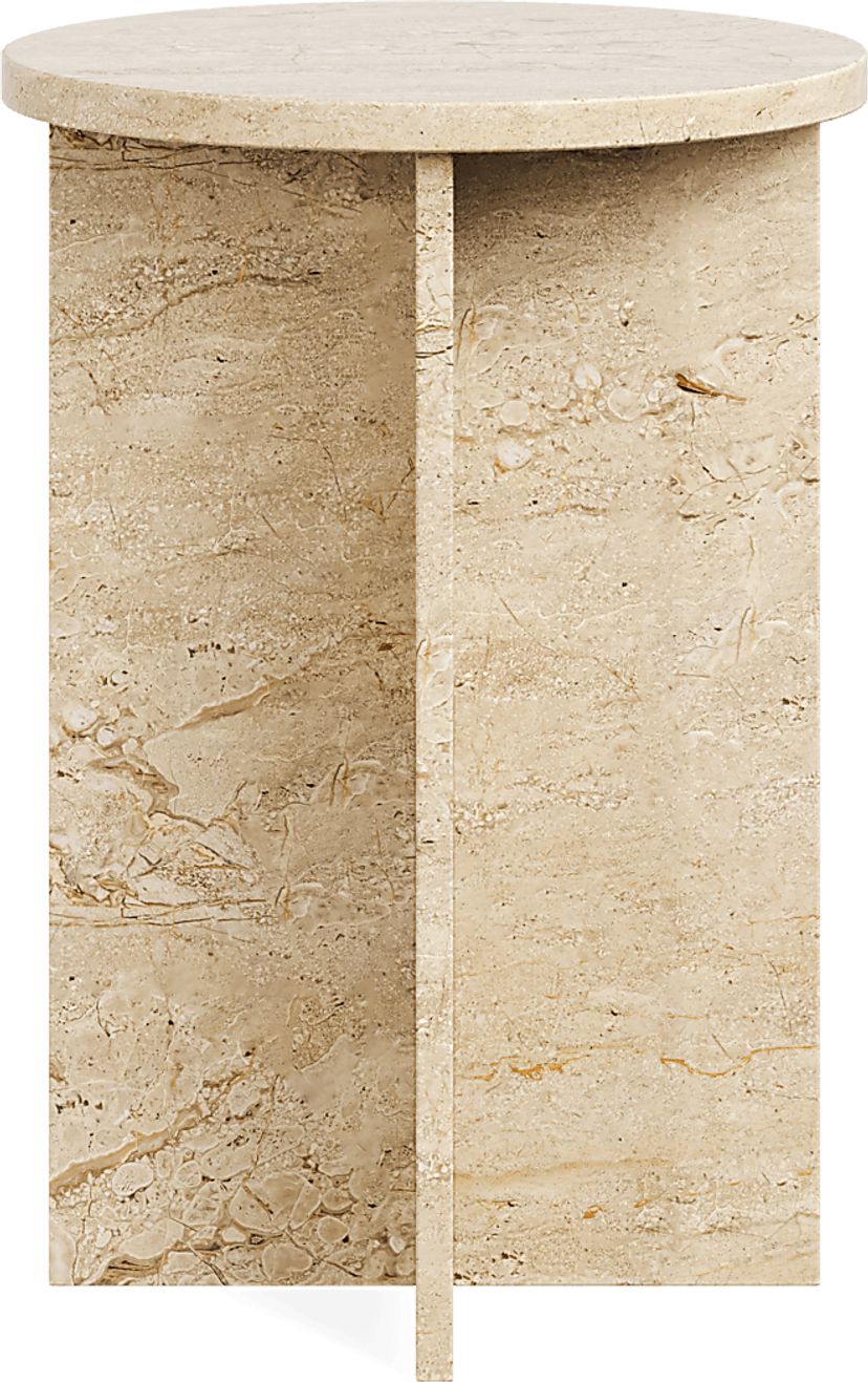 Mandine Beige Marble Accent Table