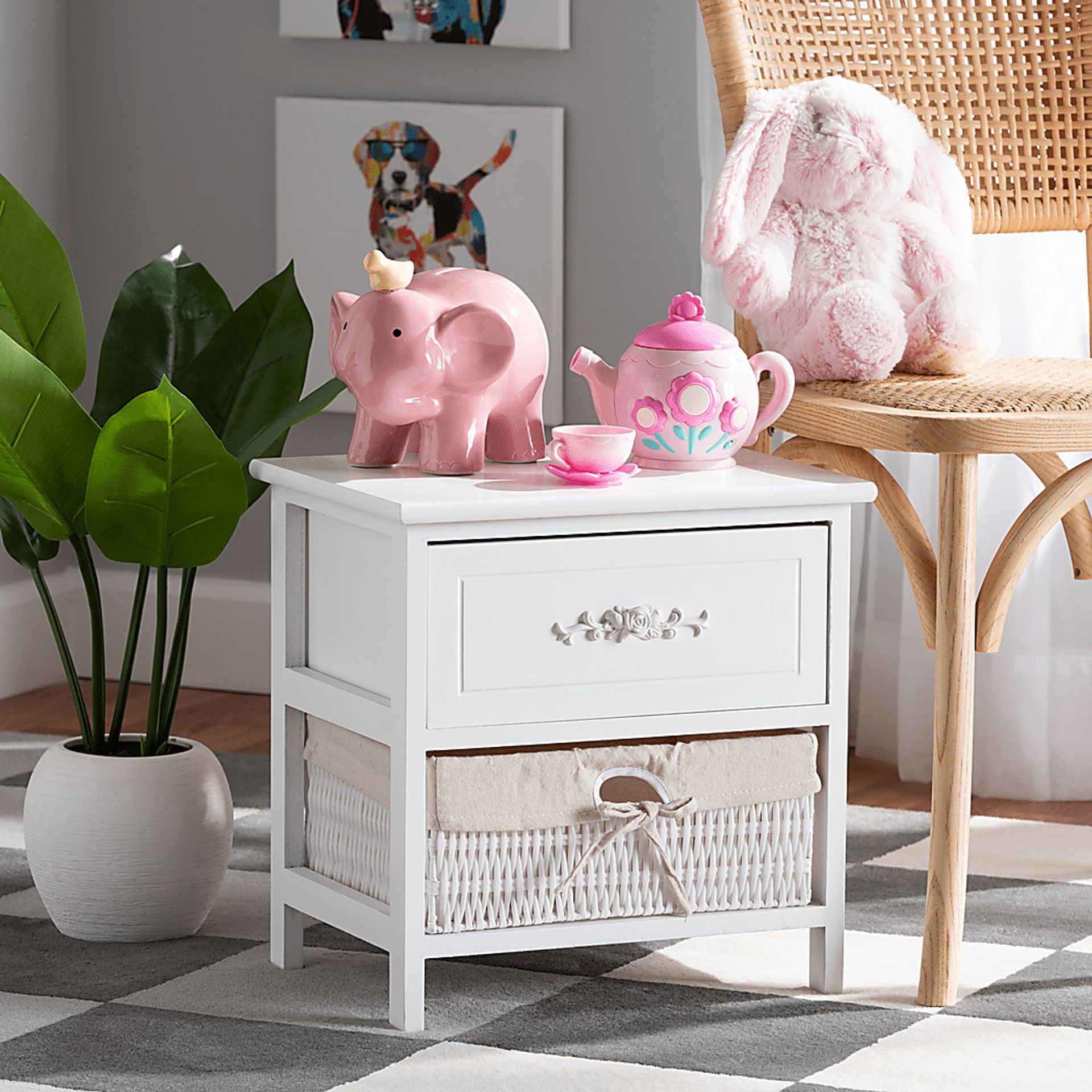 Manela White Small Nightstand - Image 7