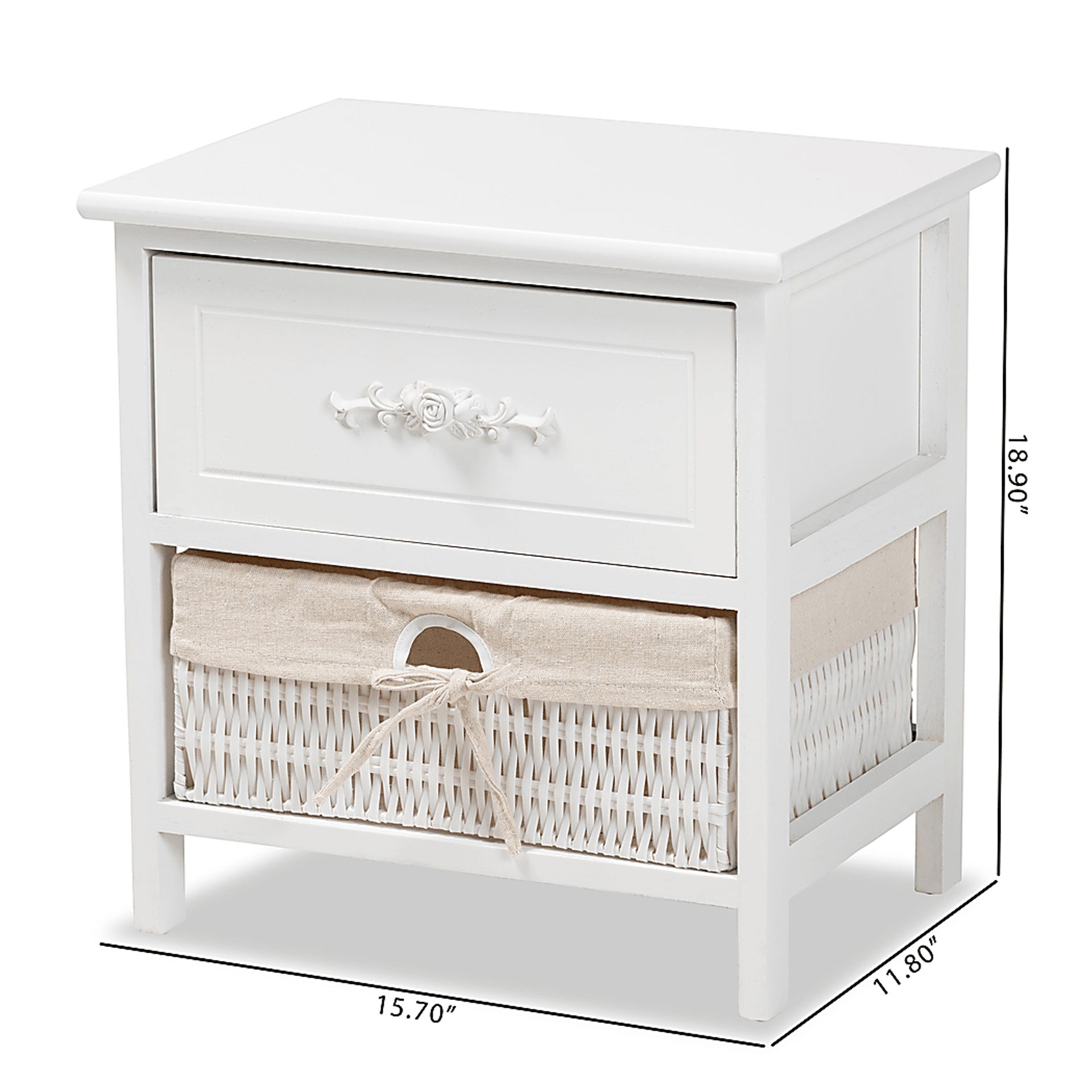 Manela White Small Nightstand - Image 8