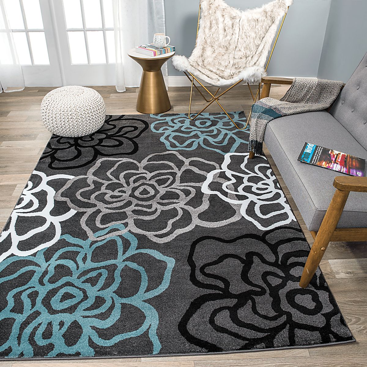 Mangal Dark Gray Rug | Rooms to Go