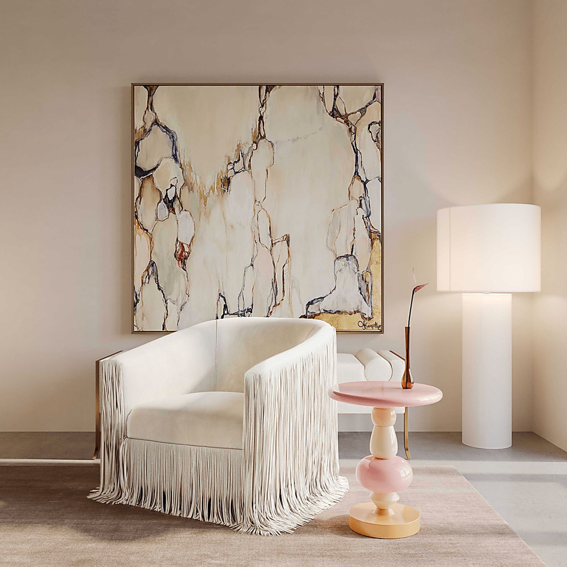 Manomet Pink and Orange End Table - Image 2