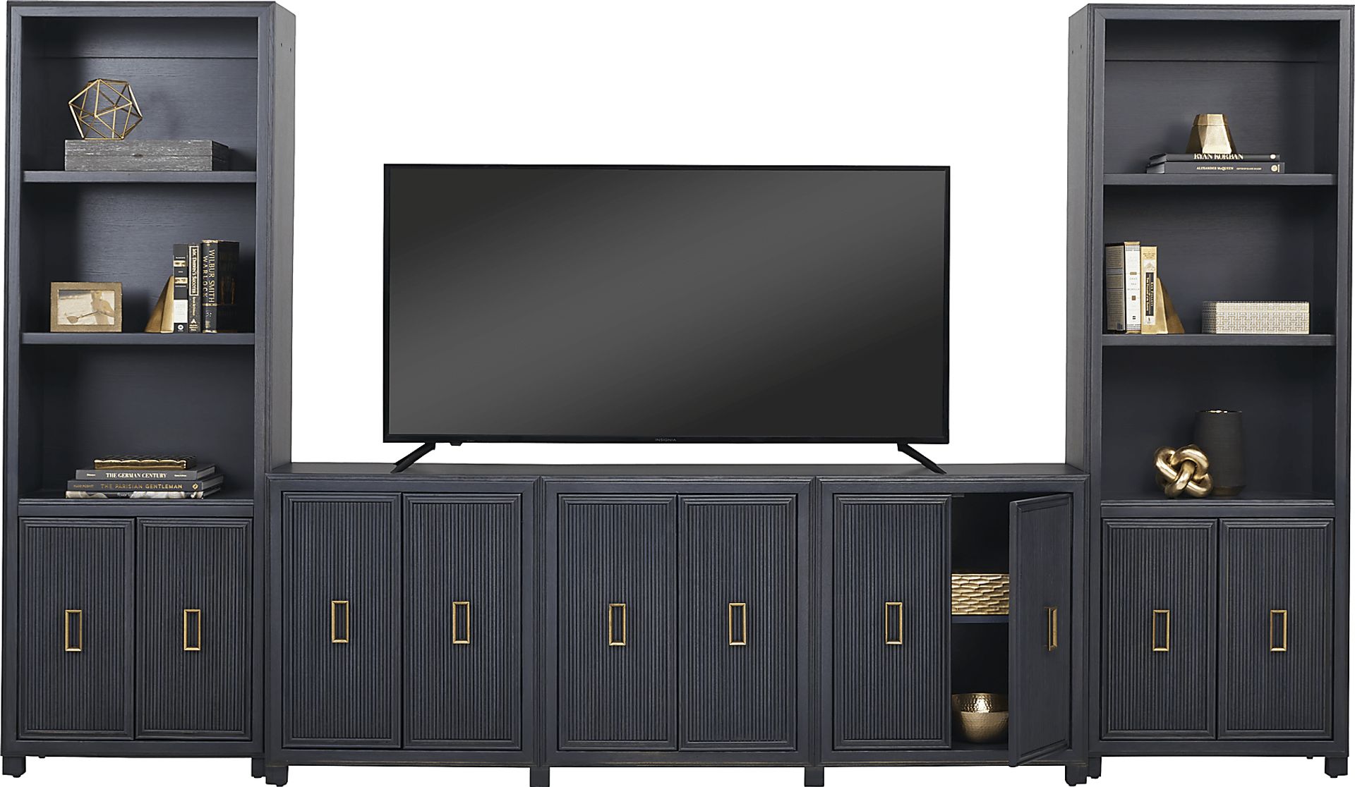 Manor Bridge Blue 3 Pc Wall Unit with 66 in. Console - Image 3