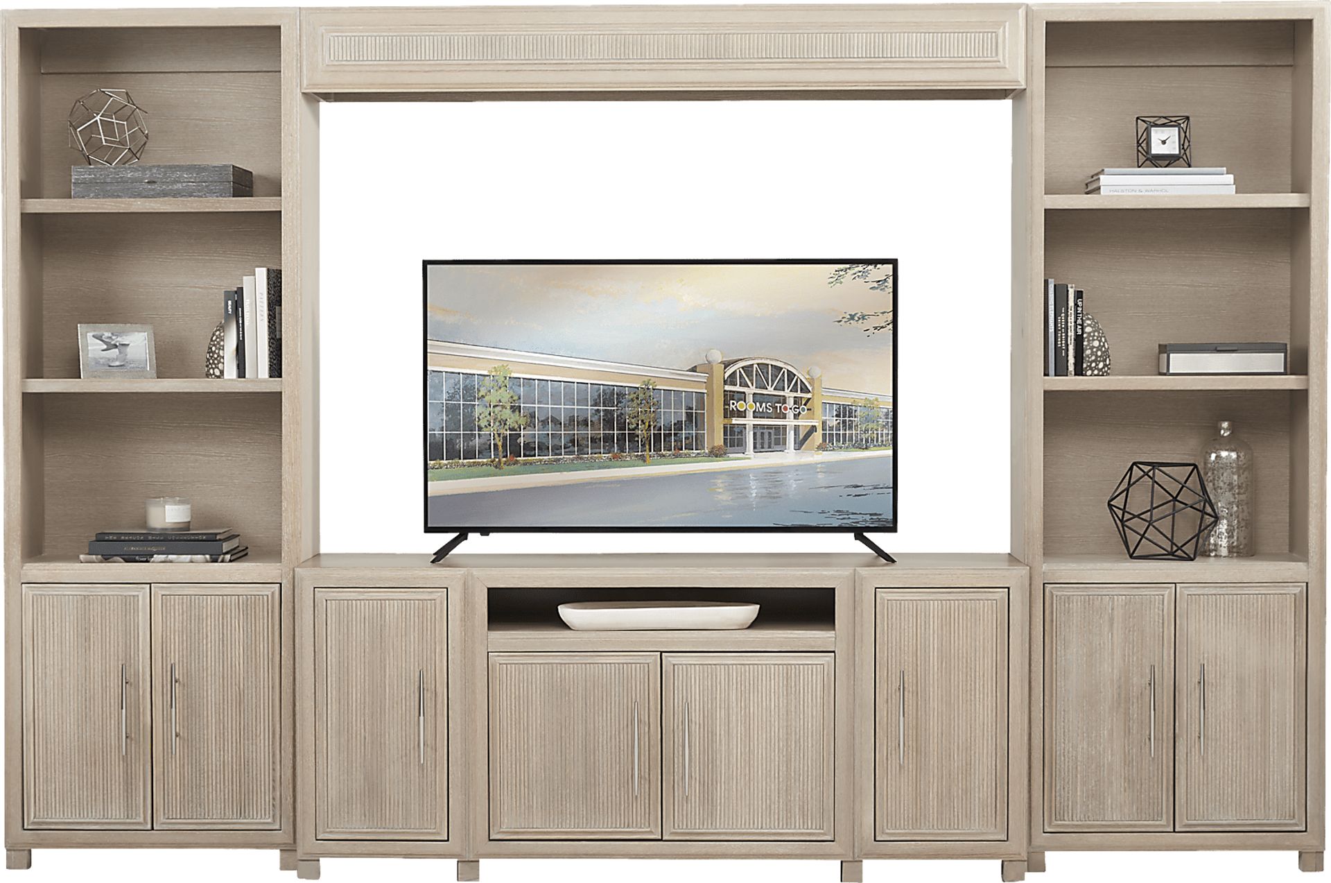 Manor Bridge Taupe 4 Pc Wall Unit with 66 in. Console - Image 1