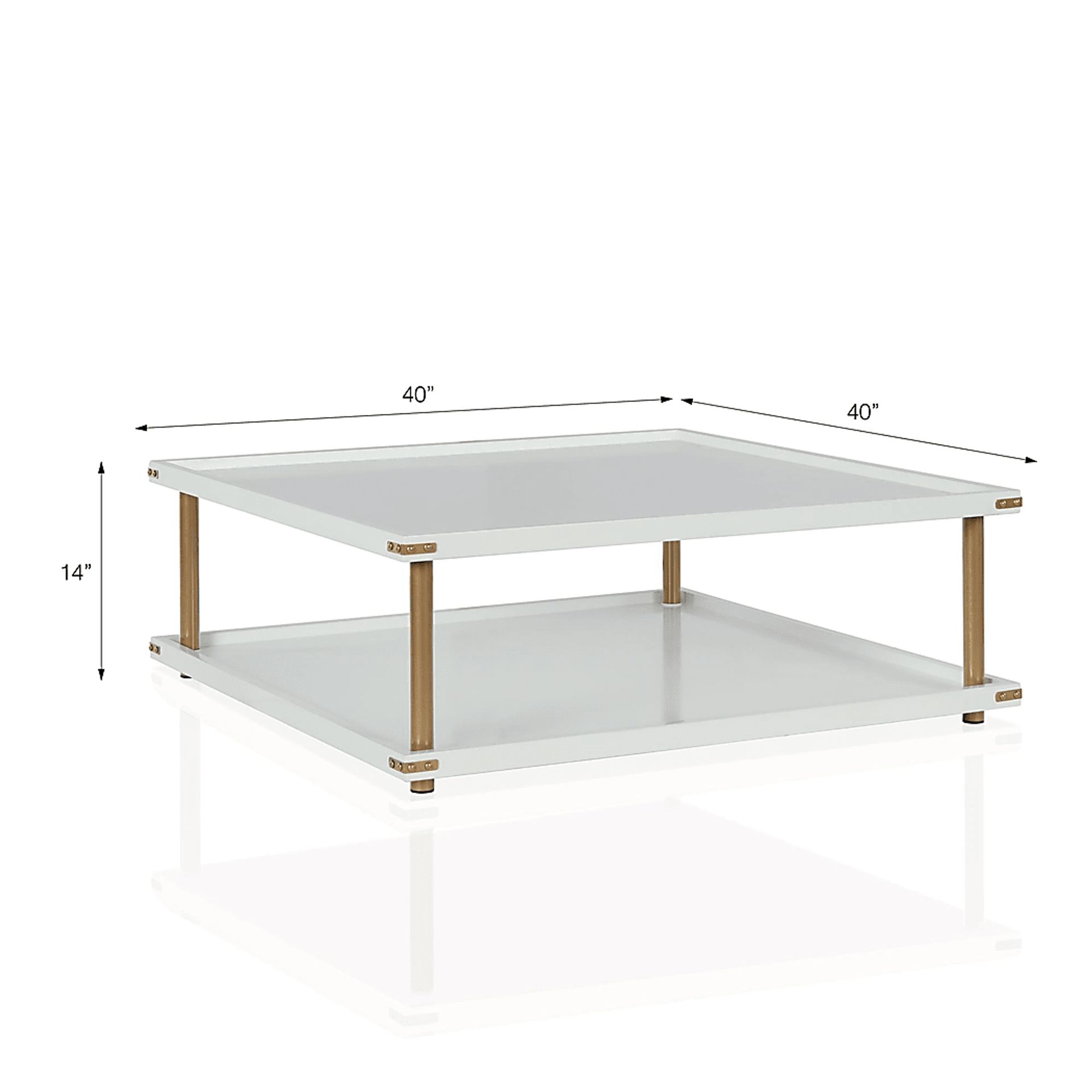 CosmoLiving Volta Square Coffee Table White and Gold - Image 6