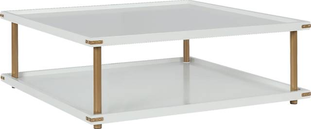 CosmoLiving Volta Square Coffee Table White and Gold - Thumbnail - Image 1