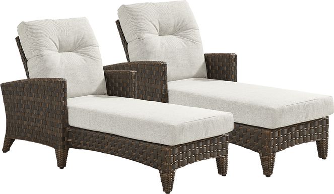Mantra Brown Outdoor Chaise with Ash Cushions, Set of 2
