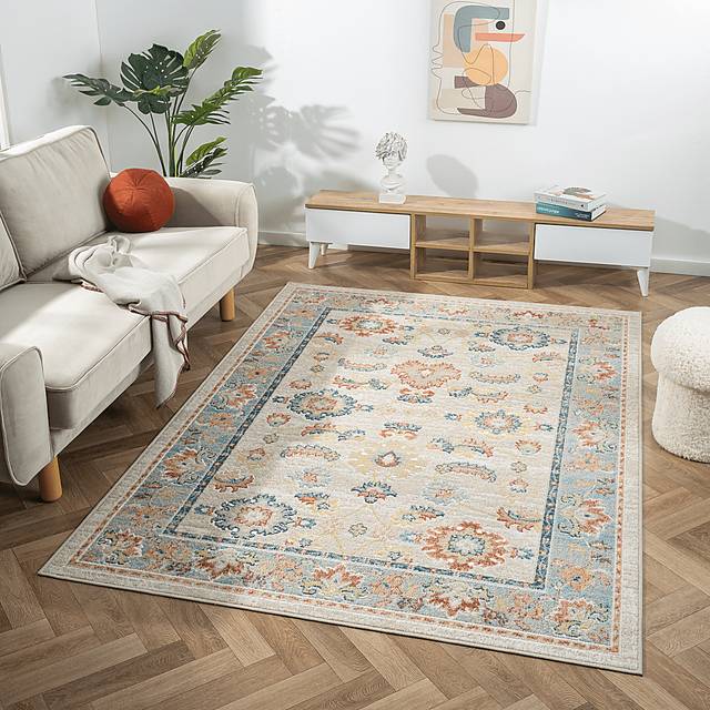 Manu Blue/Ivory 3'11 x 6' Rug - Thumbnail - Image 3