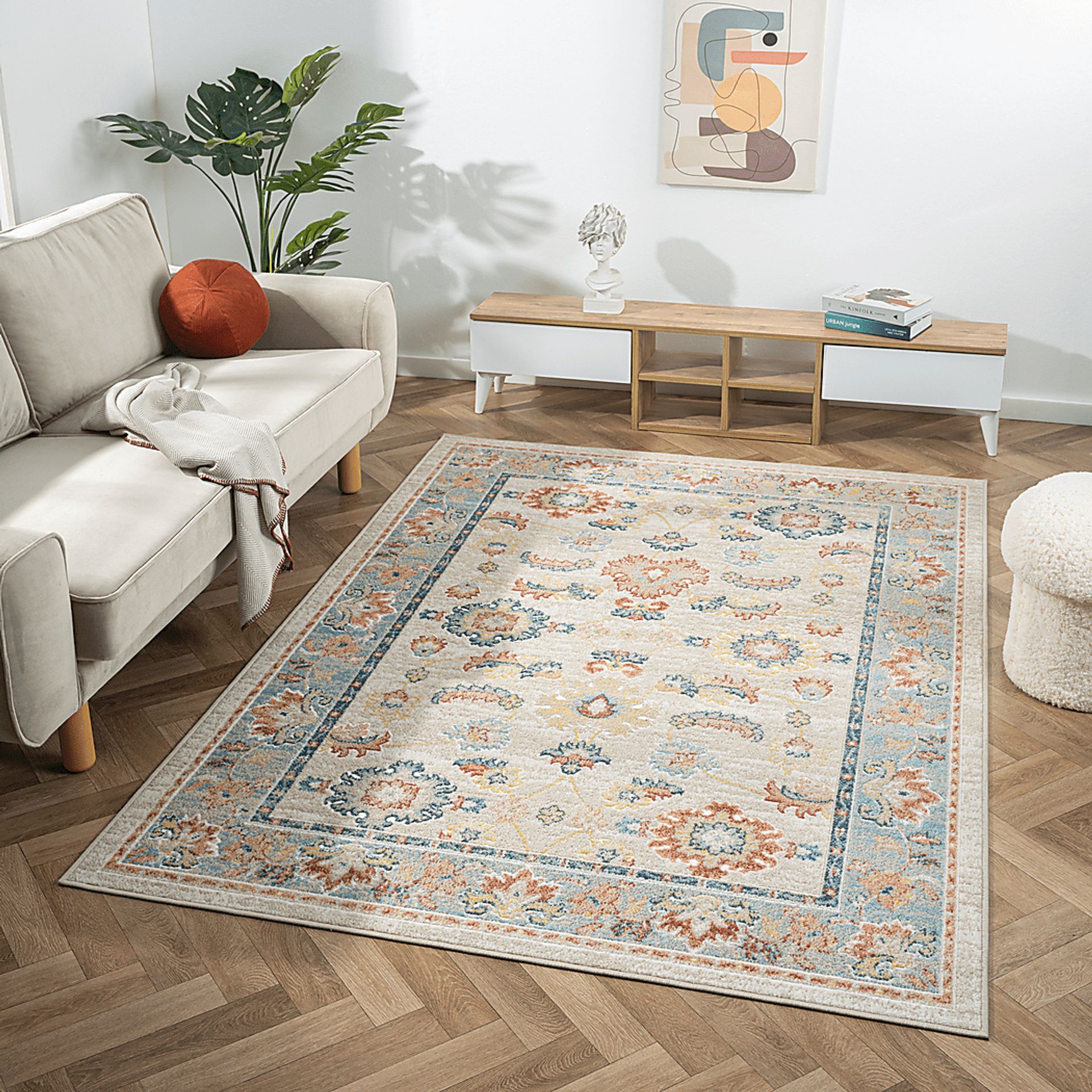 Manu Blue/Ivory 3'11 x 6' Rug - Image 3