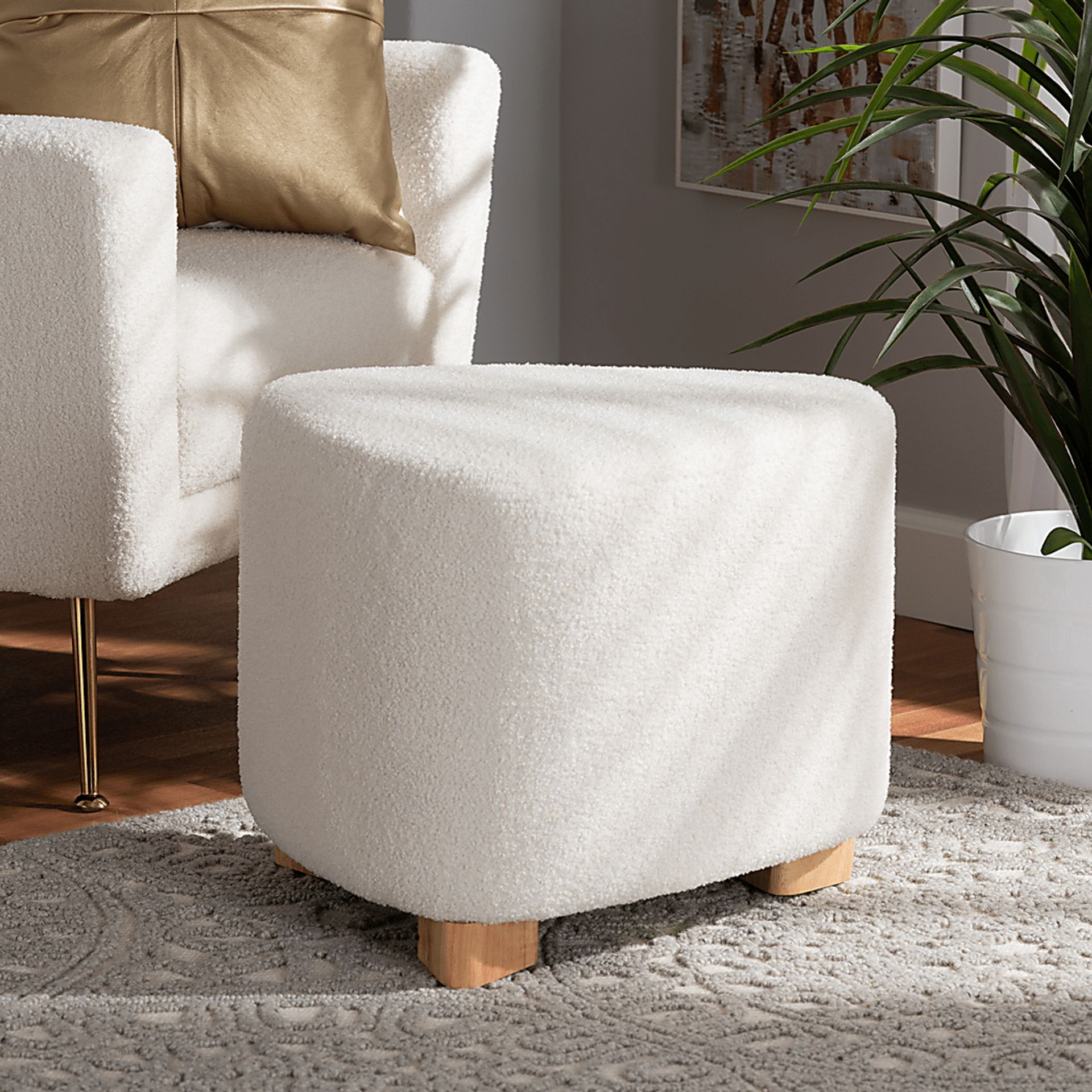 Manucy Ivory Ottoman - Image 2
