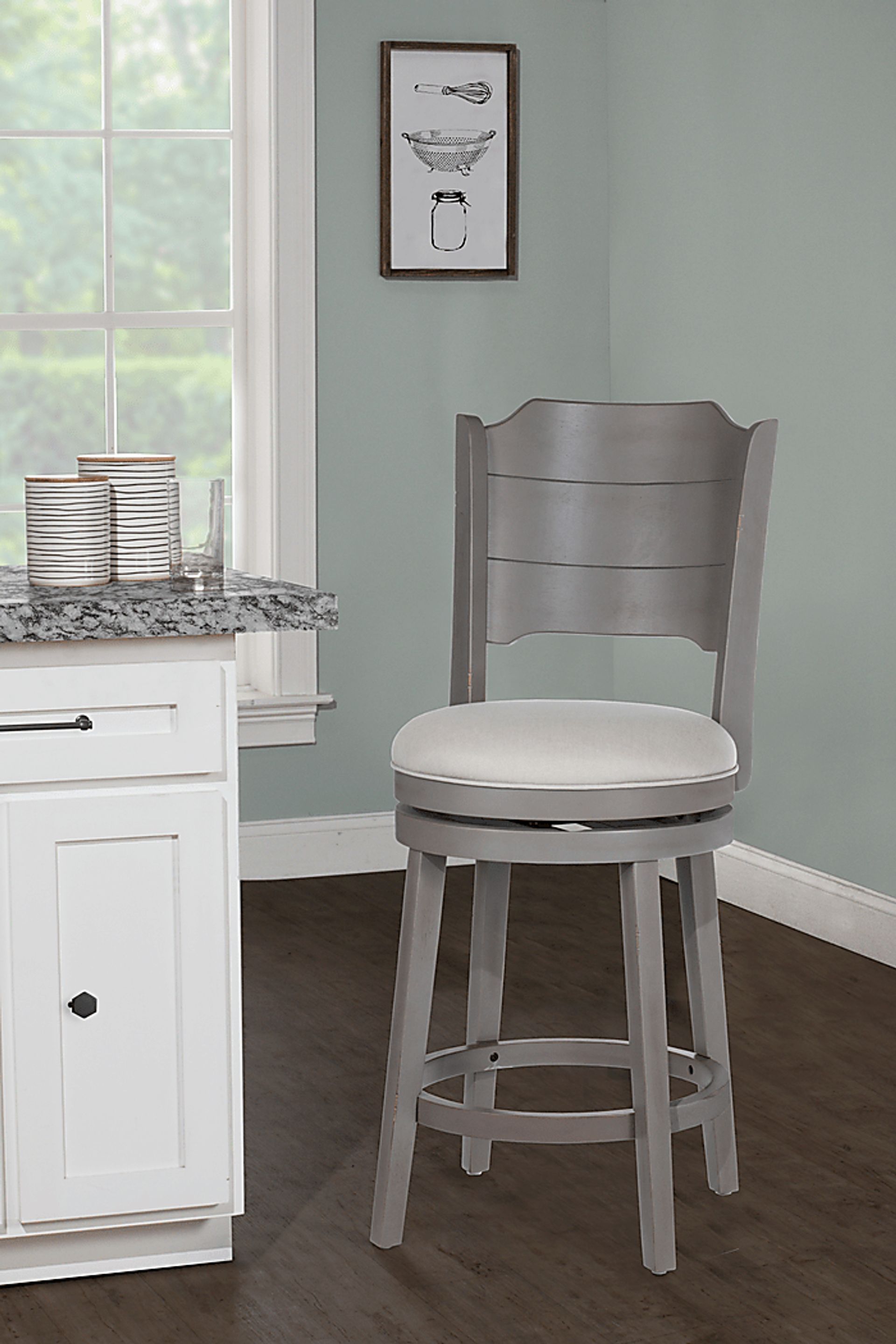Manzanar Gray Swivel Counter Height Stool - Image 2