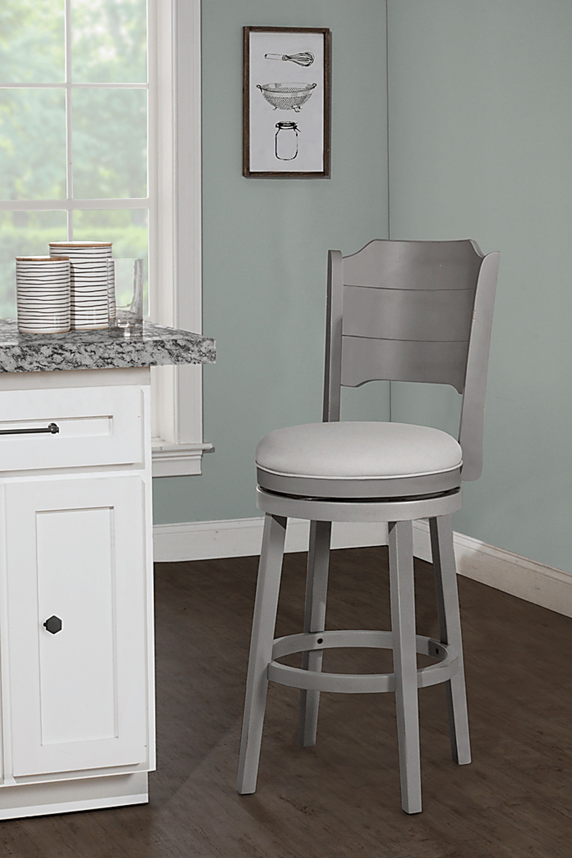 Manzanar Gray Swivel Barstool - Image 3