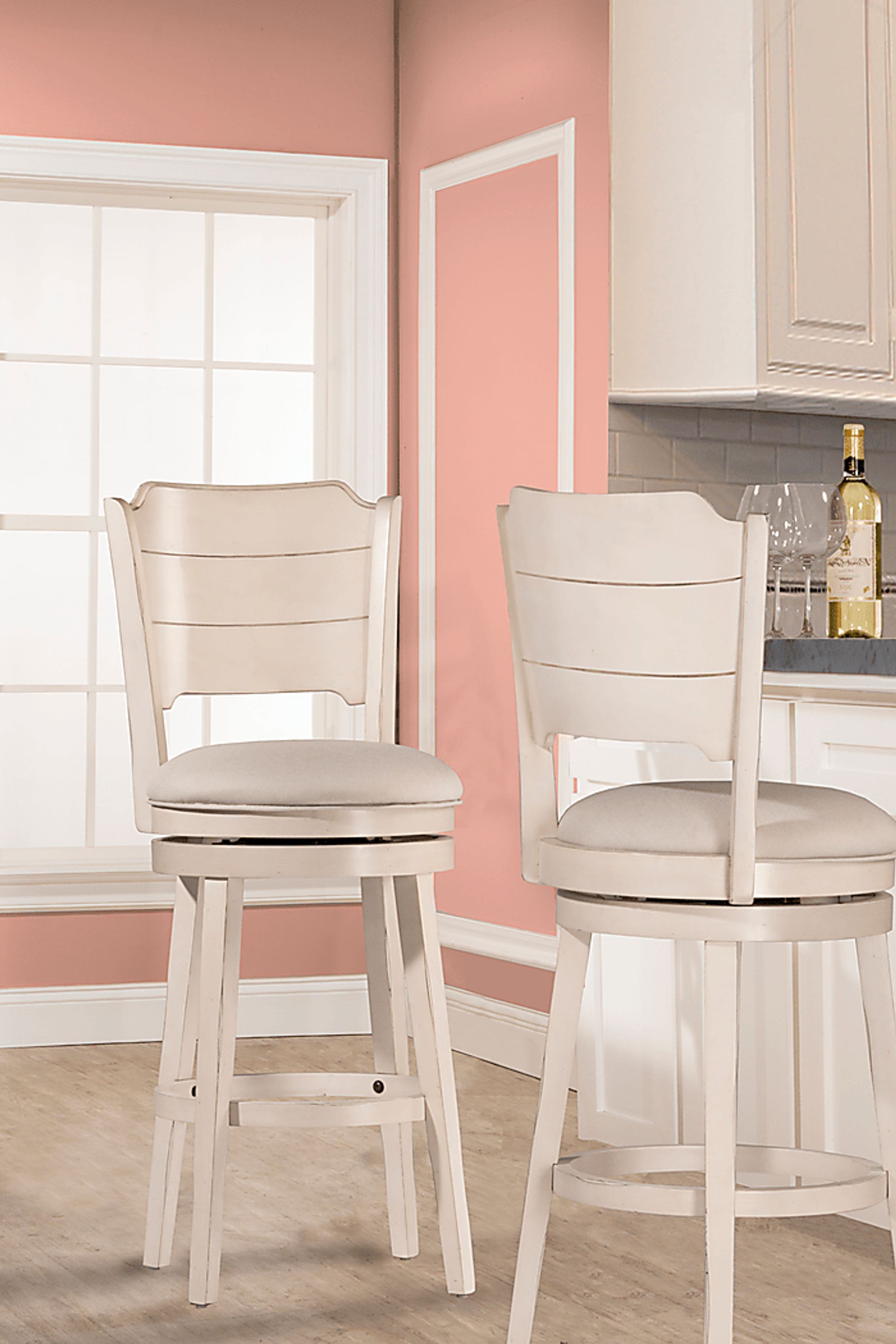 Manzanar White Swivel Barstool - Image 2