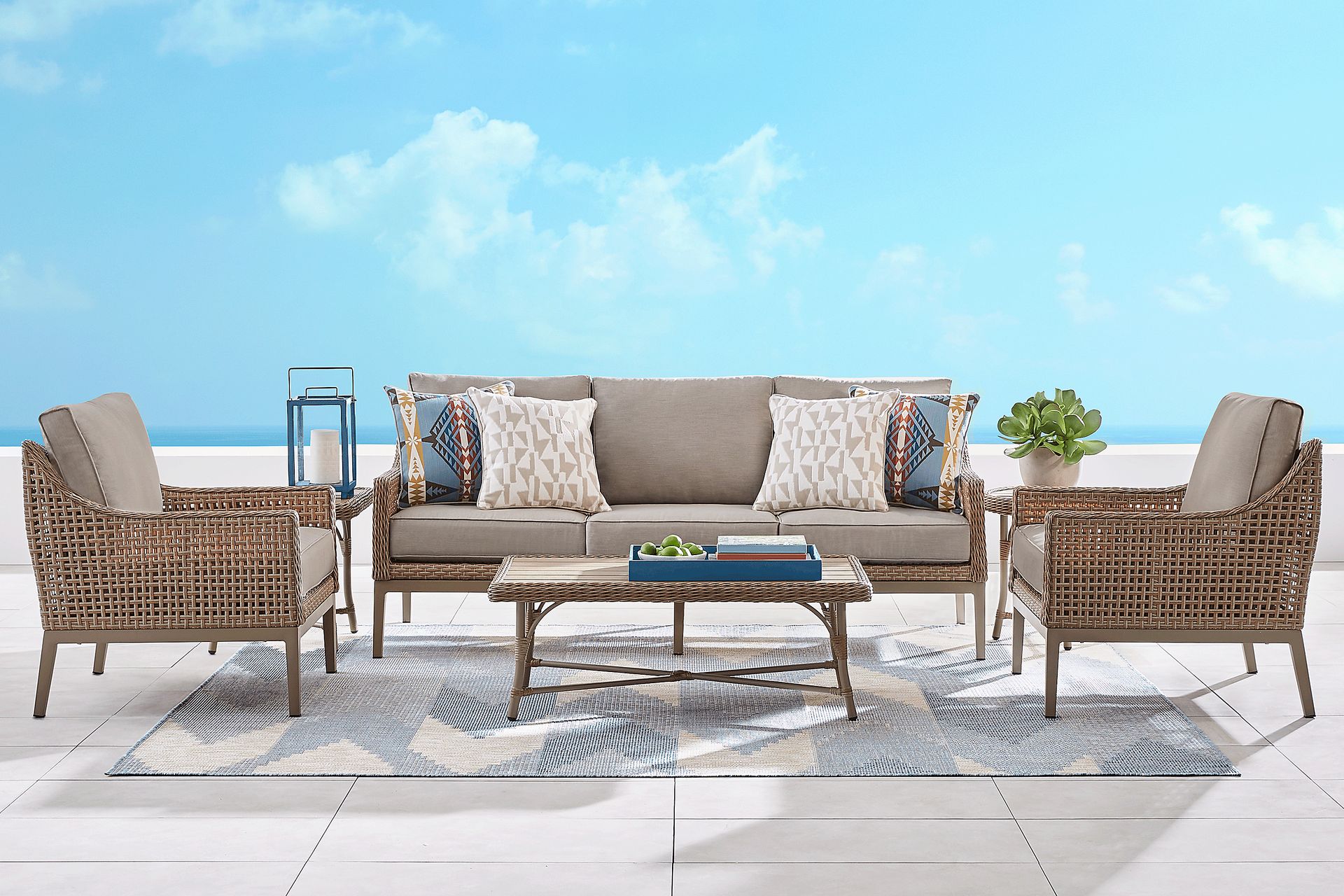 Manzanita Gray 6 Pc Outdoor Seating Set with Gray Cushions - Image 1