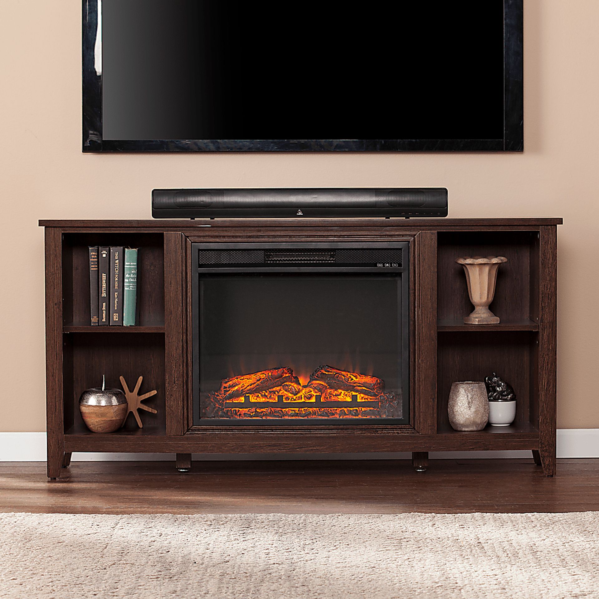 Mapleloft Espresso 56 in. Console with Electric Fireplace - Image 4